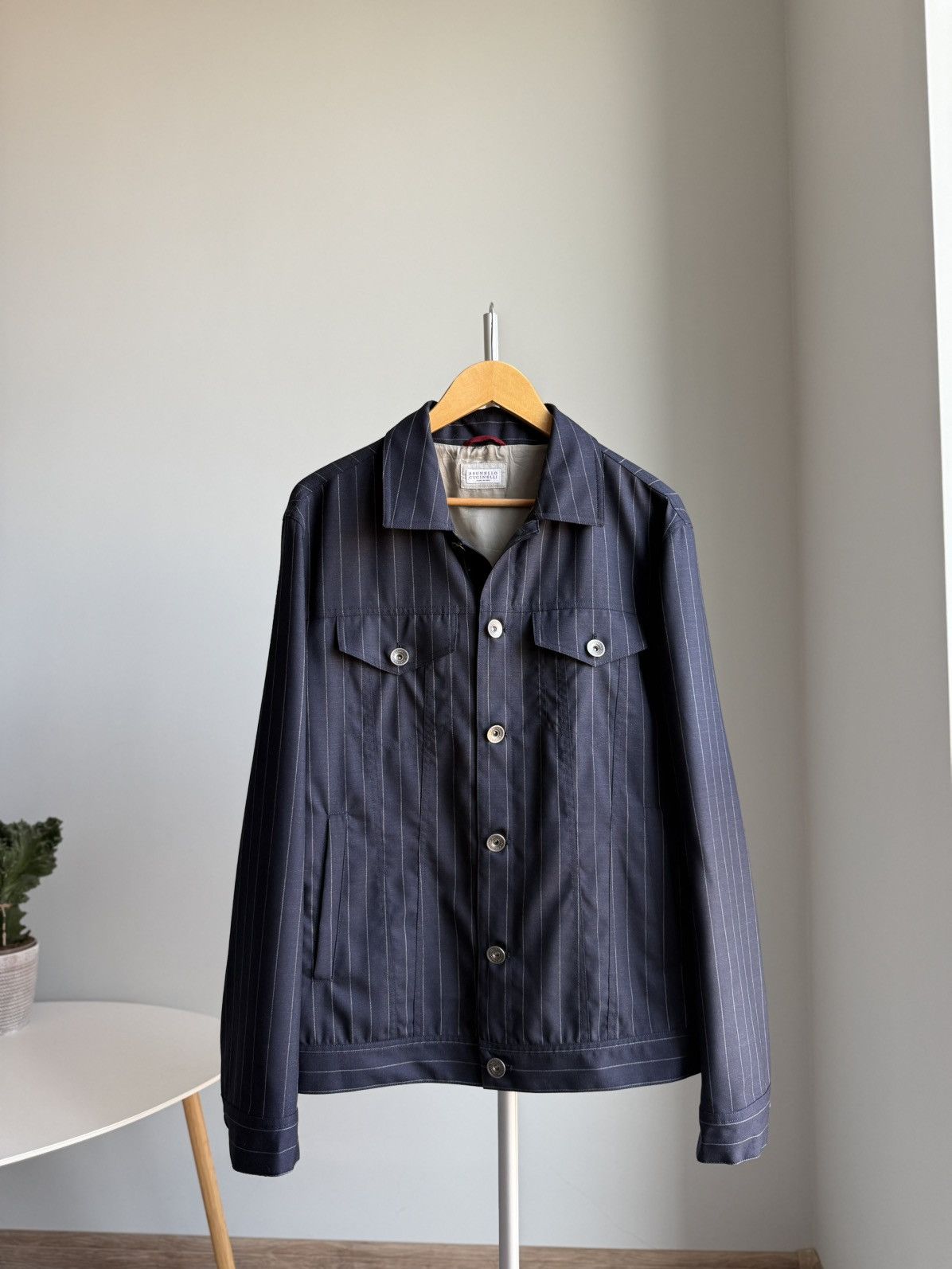 Brunello Cucinelli Brunello Cucinelli Virgin Wool Pinstripe Jacket Size 52 IT Size US L / EU 52-54 / 3 - 6 Thumbnail