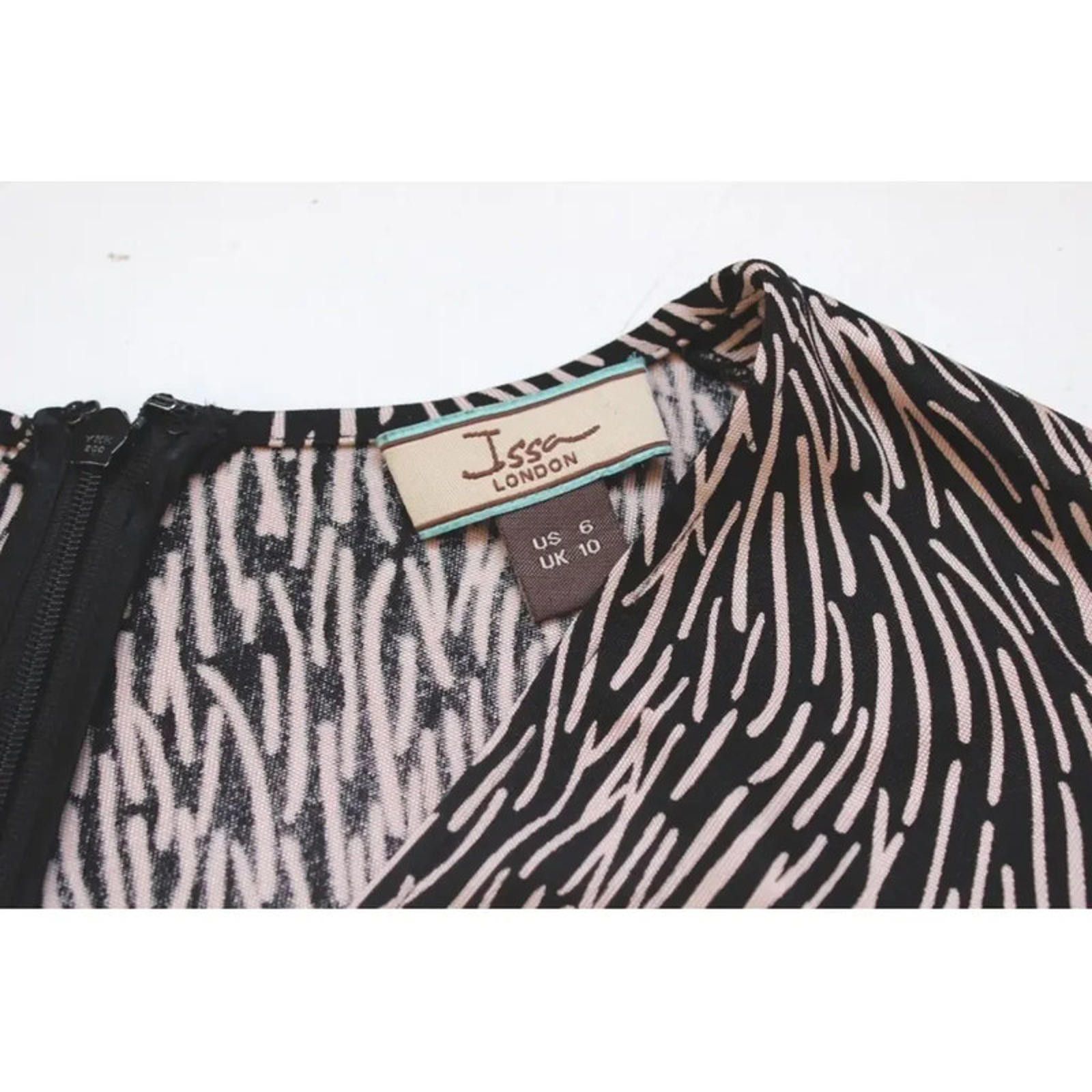 ISSA black beige front gathered silk jersey dress UK 10 US 6 -  jerzyczajkowski.pl