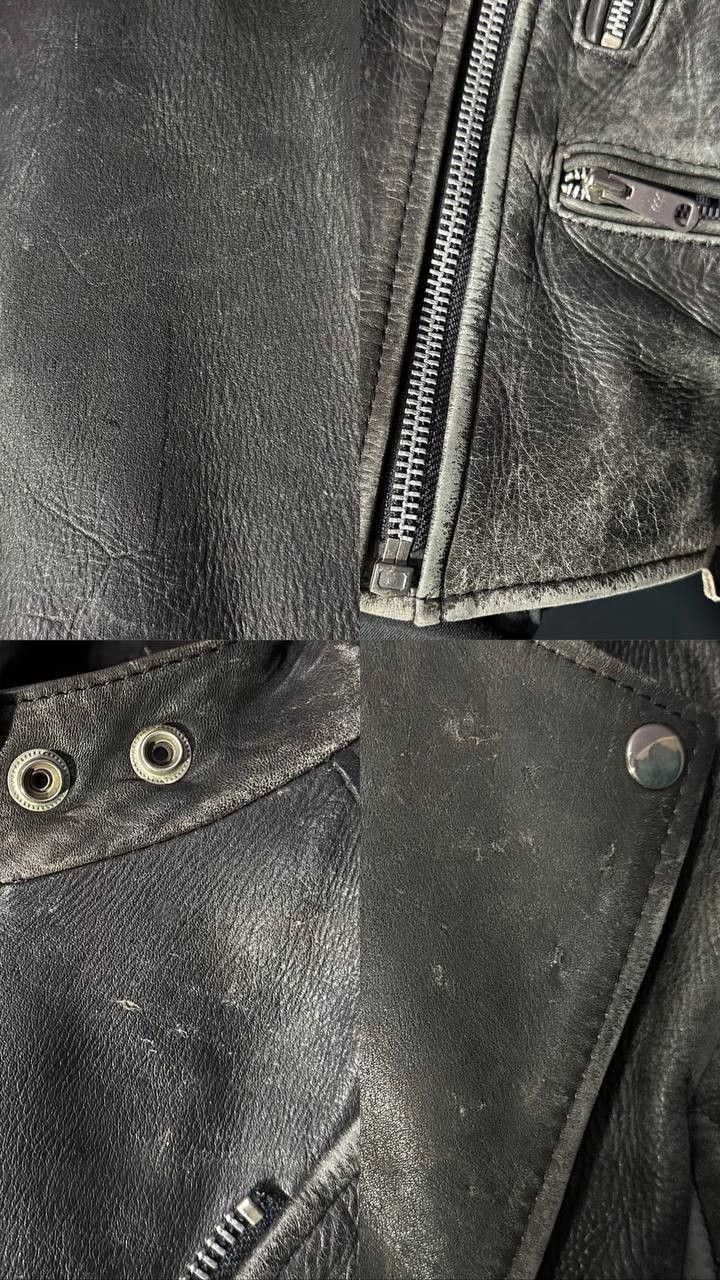 Genuine Leather × Leather Real Leather Jacket Vintage Motorcycle Biker Retro Racer Size L / US 10 / IT 46 - 4 Thumbnail