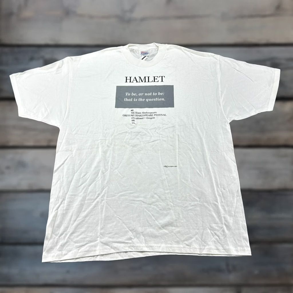 Hanes VINTAGE Hanes Beefy-T Shirt Mens 2XL White 90s Hamlet To Be Or Not Oregon Festival 90s Mens T-Shirt Size US XXL / EU 58 / 5 - 1 Thumbnail
