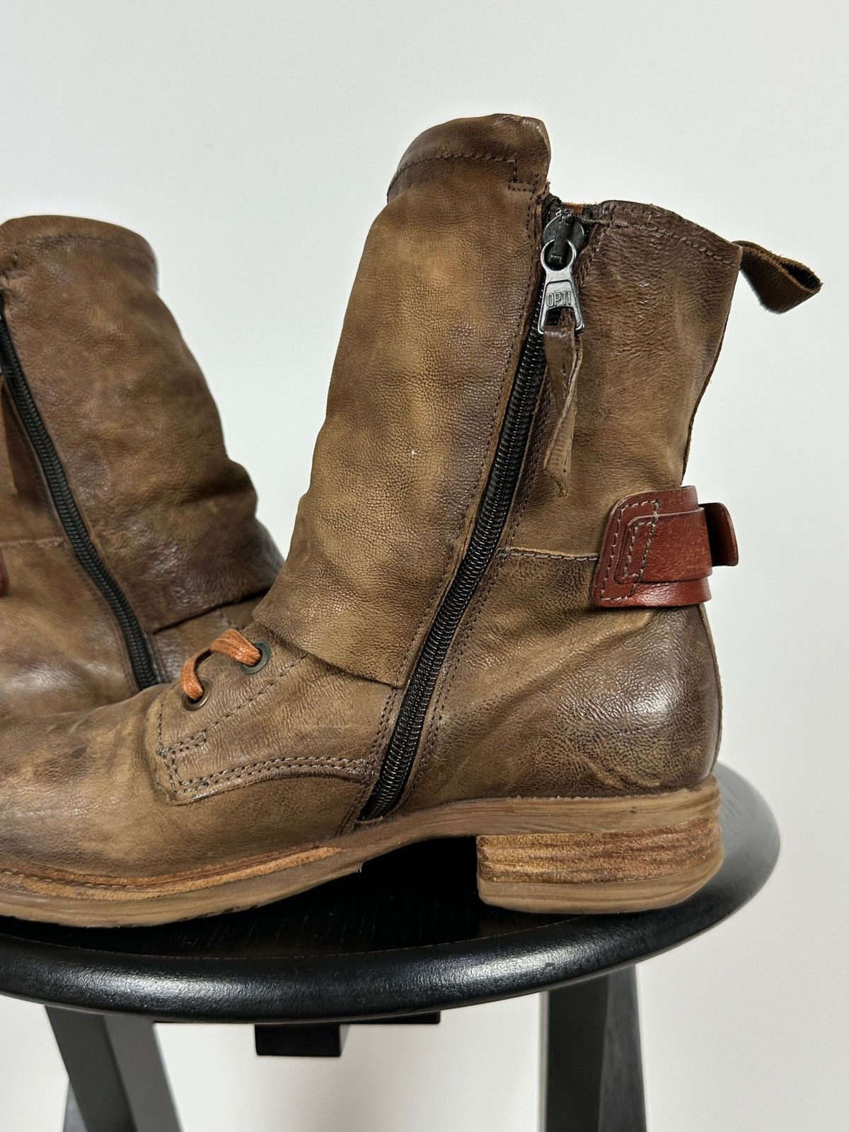 A.S.98 A.S.98. Airstep Brown Leather Biker Ankle Boots Size US 7 / IT 37 - 18 Thumbnail