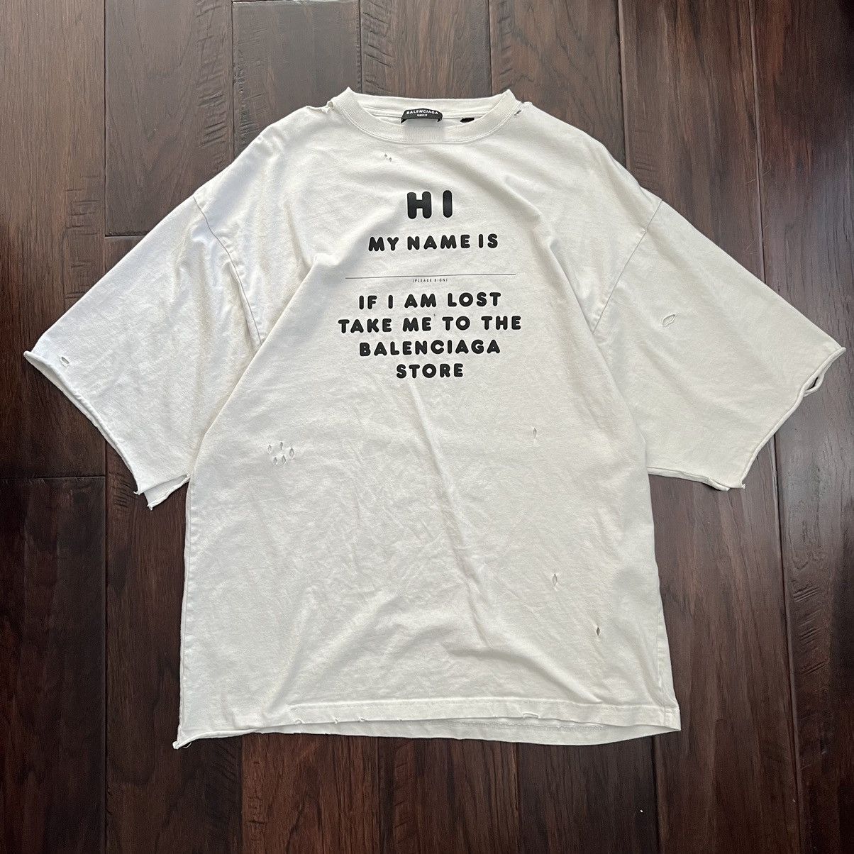 image of Balenciaga Lost Tee in White, Men's (Size XS)