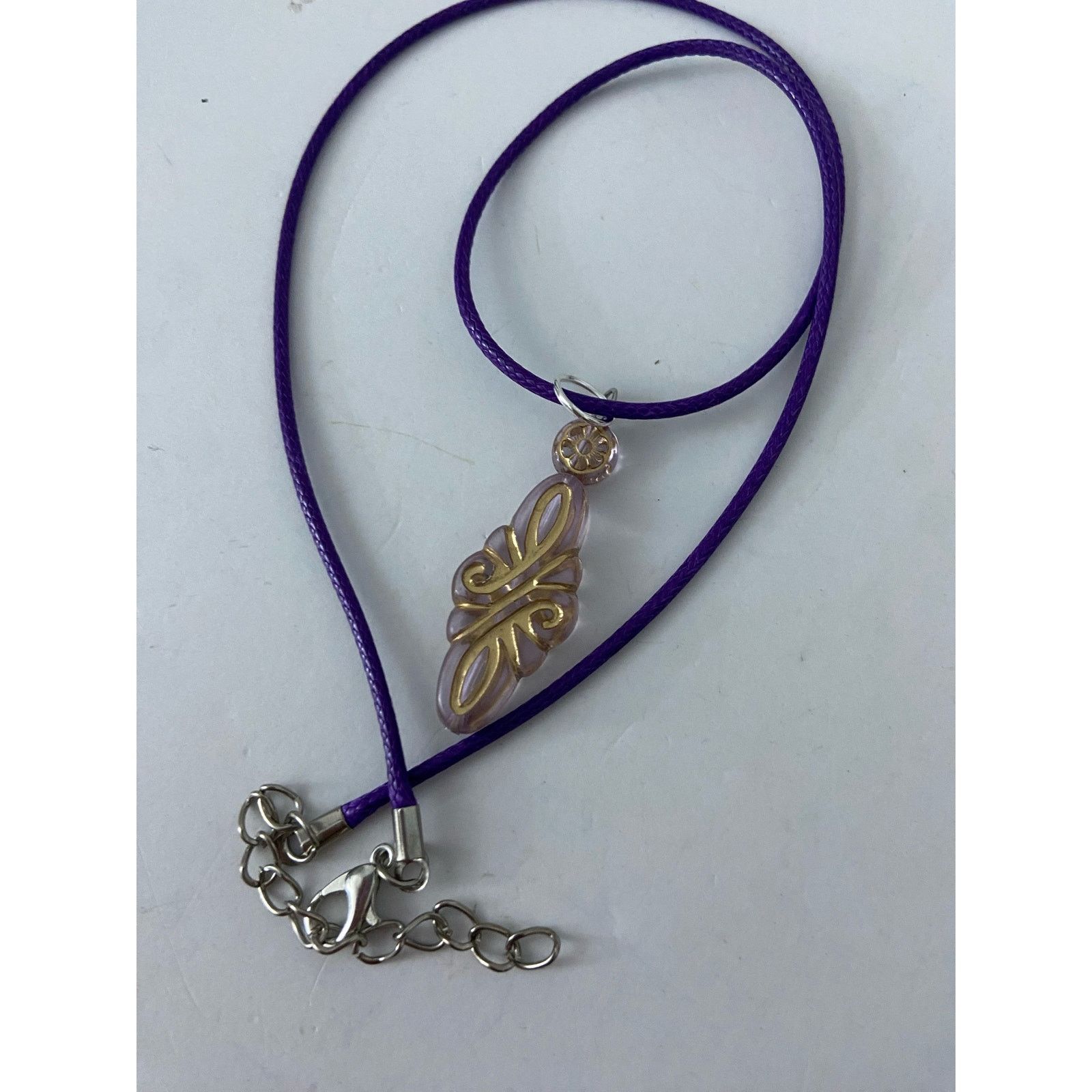Handmade Light purple tribal pendant necklace Size ONE SIZE - 5 Thumbnail
