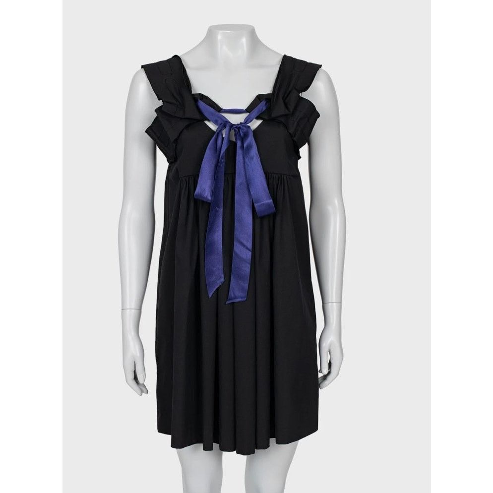 Miu Miu Miu Miu Chic Black Dress with Playful Purple Bow - Size 40/S Size S / US 4 / IT 40 - 1 Thumbnail
