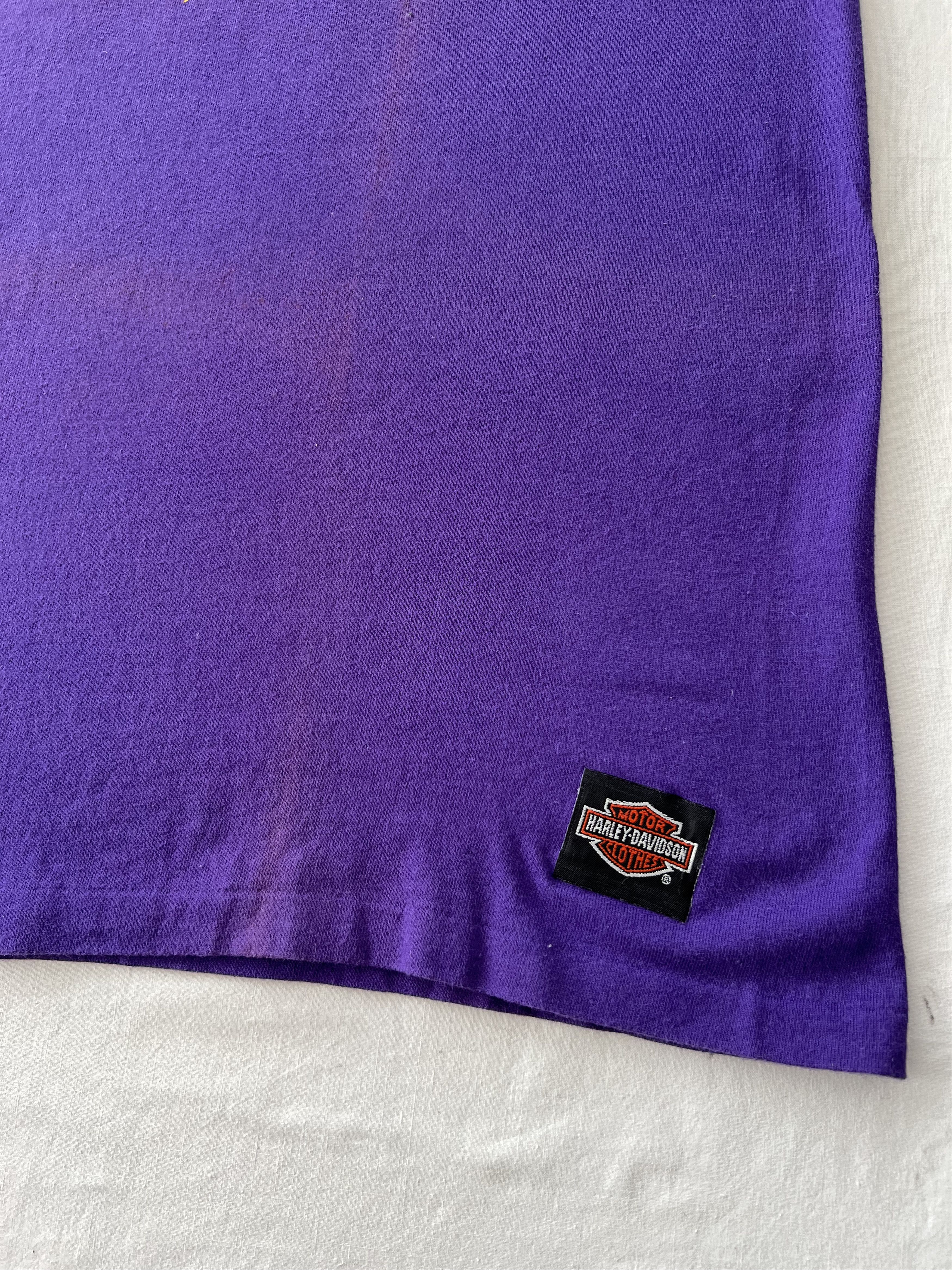 Harley Davidson Vintage 1990 Harley Davidson Eagle Milwaukee Purple T-shirt Size US XL / EU 56 / 4 - 10 Thumbnail
