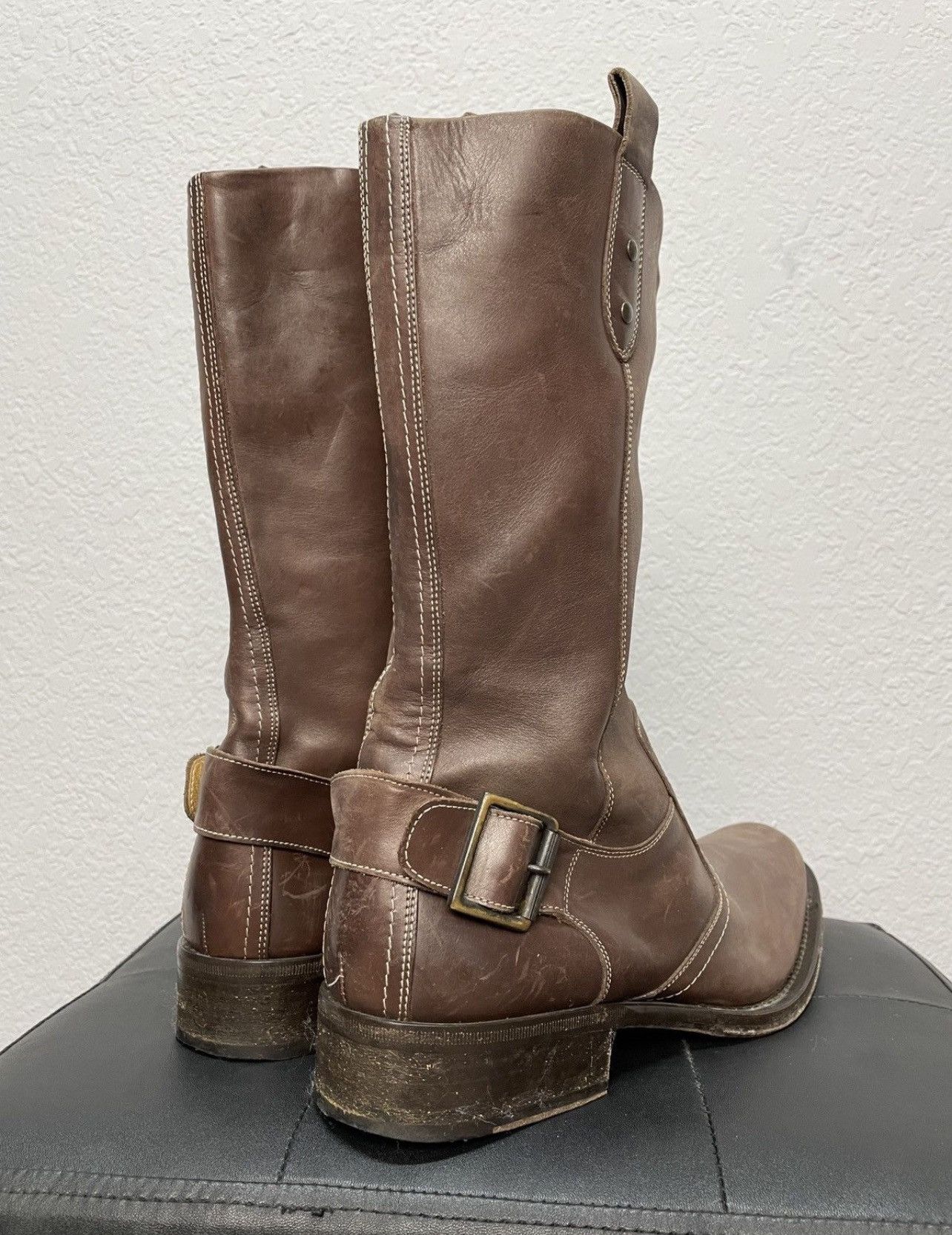 If Six Was Nine Vintage AS 98 Guidi Style High Leather Biker Boots Size US 9.5 / EU 42-43 - 8 Thumbnail