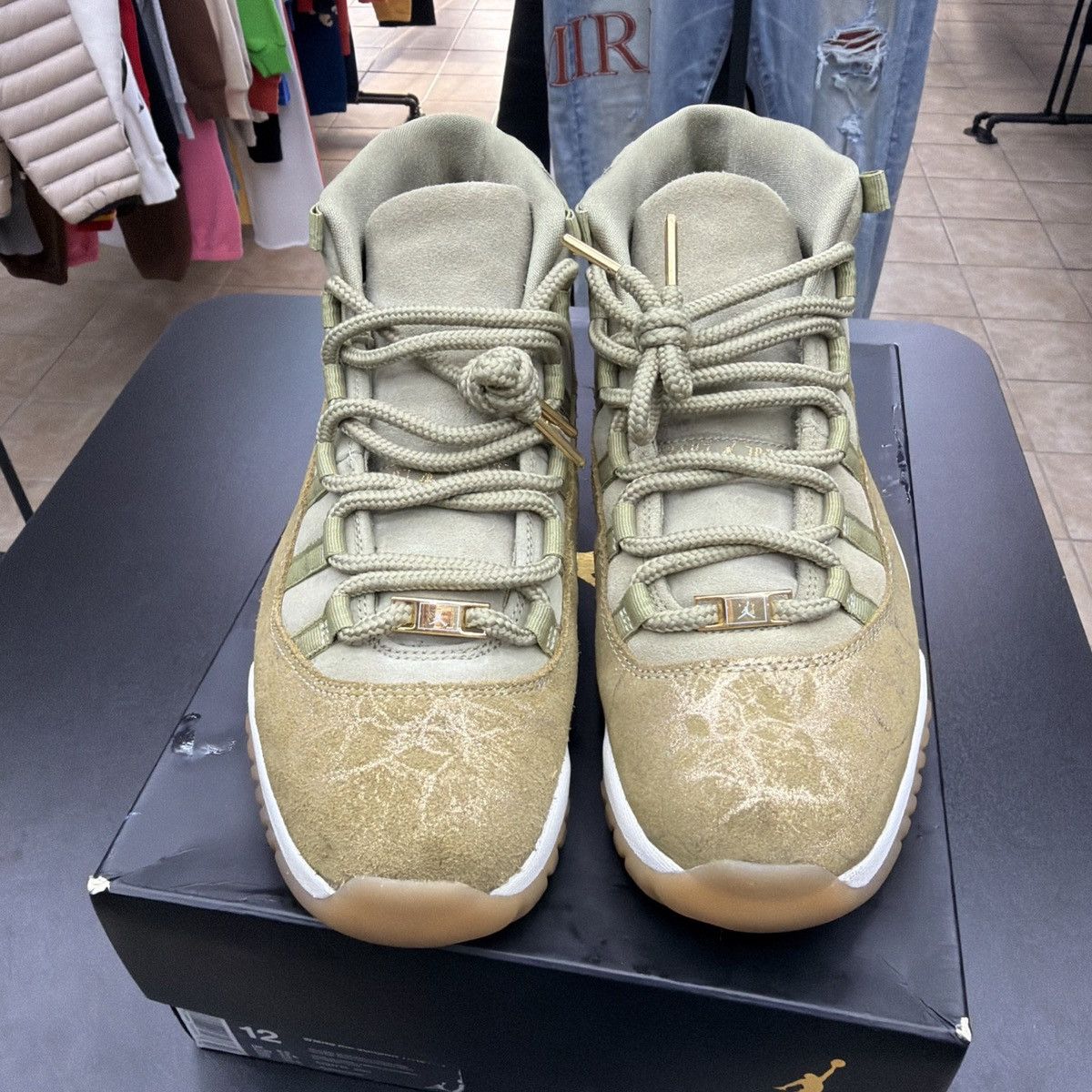 Jordan Brand Womans Air Jordan 11 XI Retro Olive Gold Cracked size 12 Size US 12 / EU 45 - 8 Thumbnail