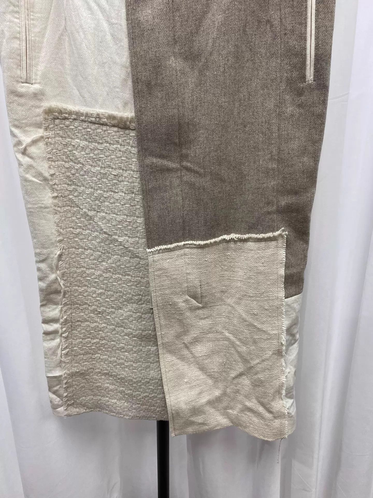 Yohji Yamamoto Y's Yohji Yamamoto Color Blocked Belted Wool-Cotton Skirt Size 26" / US 2 / IT 38 - 3 Thumbnail