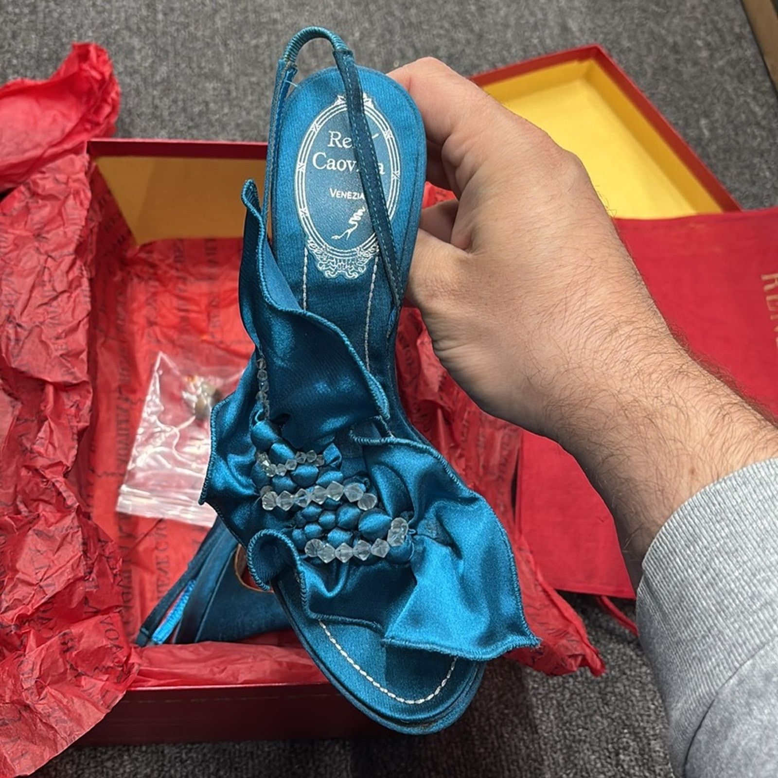 Rene Caovilla NWT Rene Caovilla Women's Blue Satin Heels Size 36.5 US 6.5 Size US 6.5 / IT 36.5 - 8 Thumbnail