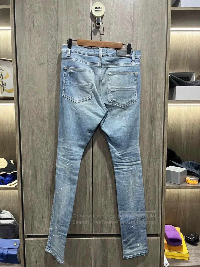 Amiri Amiri Size 33 Cashew flower checkerboard patchwork blue cat Size US 33 - 9 Thumbnail