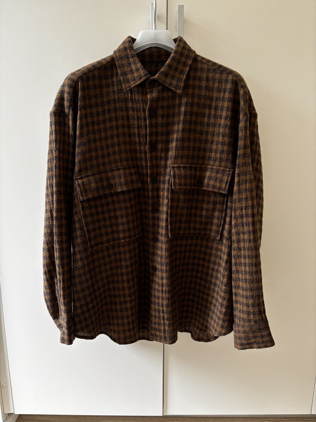 Evan Kinori Wool gauze check big shirt, XL Size US XL / EU 56 / 4 - 3 Thumbnail