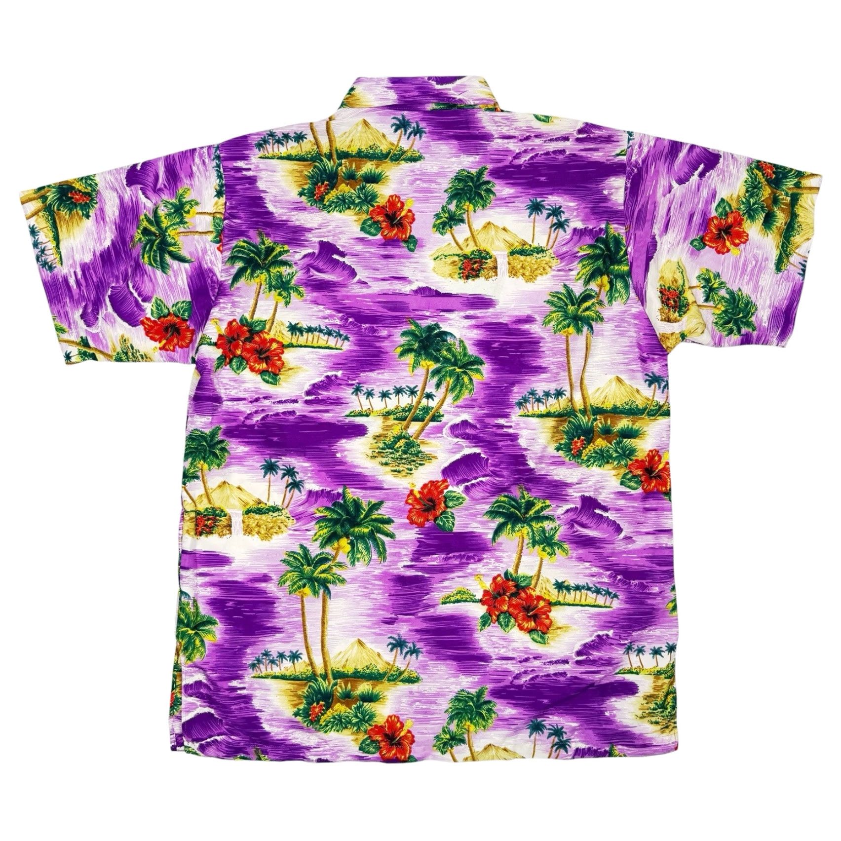 Erima VINTAGE RIMA Purple Hawaiian Button-Up Shirt Men’s Medium Regular Button-Down Collared Short Sleeve Floral Palm Tree Sunset Size US M / EU 48-50 / 2 - 3 Thumbnail