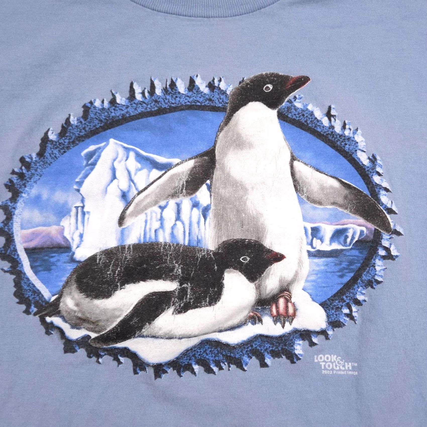 Vintage VINTAGE Bayside Shirt Mens 2XL Blue Penguin Look & Touch 2002 USA Graphic Tee 00s Crew Neck Short Sleeve Heavyweight Preshrunk Triangle of Penguins Size US XXL / EU 58 / 5 - 4 Thumbnail