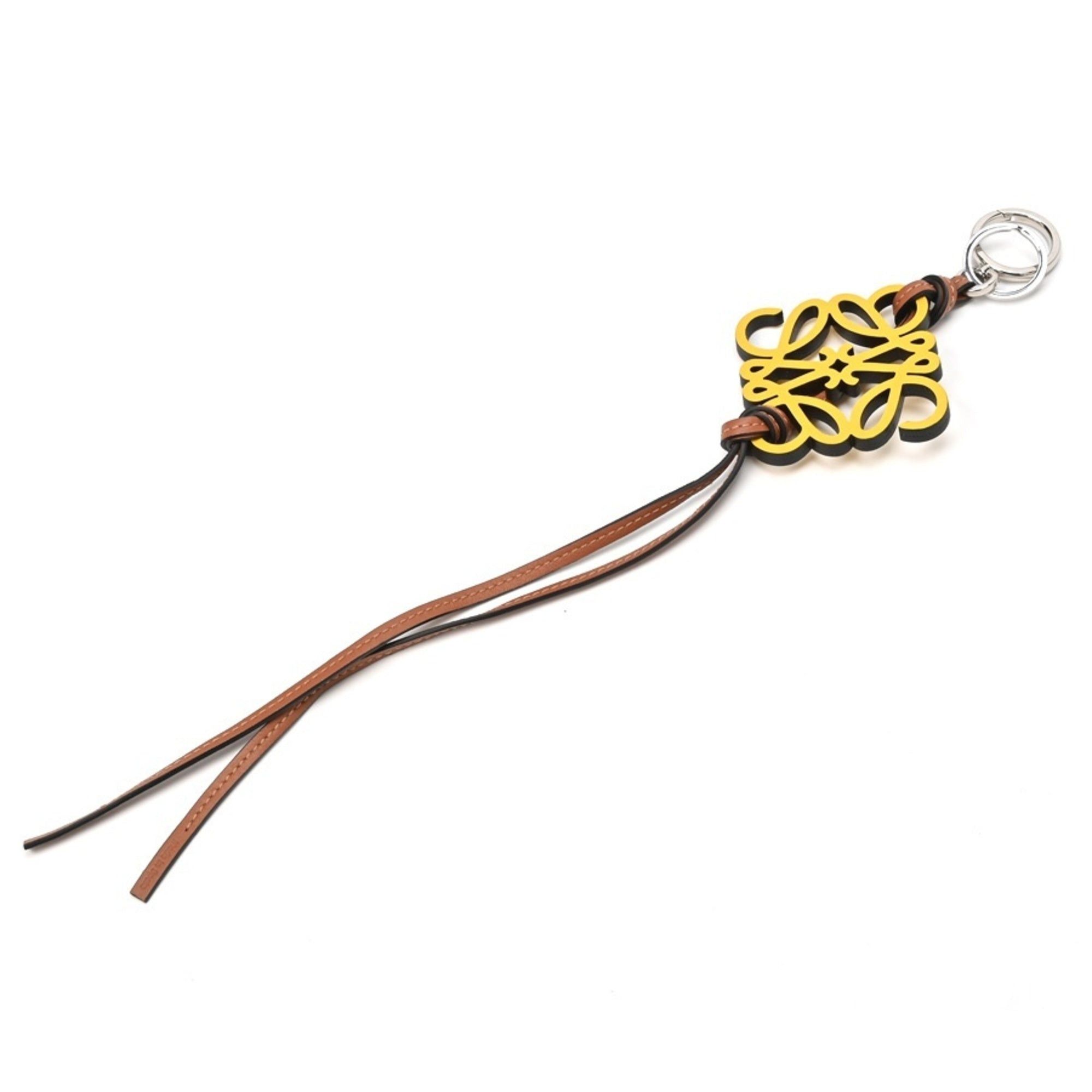 image of Loewe Anagram Charm Keyring Keychain C621232X83 Calf Metal Yellow S-154947, Women's