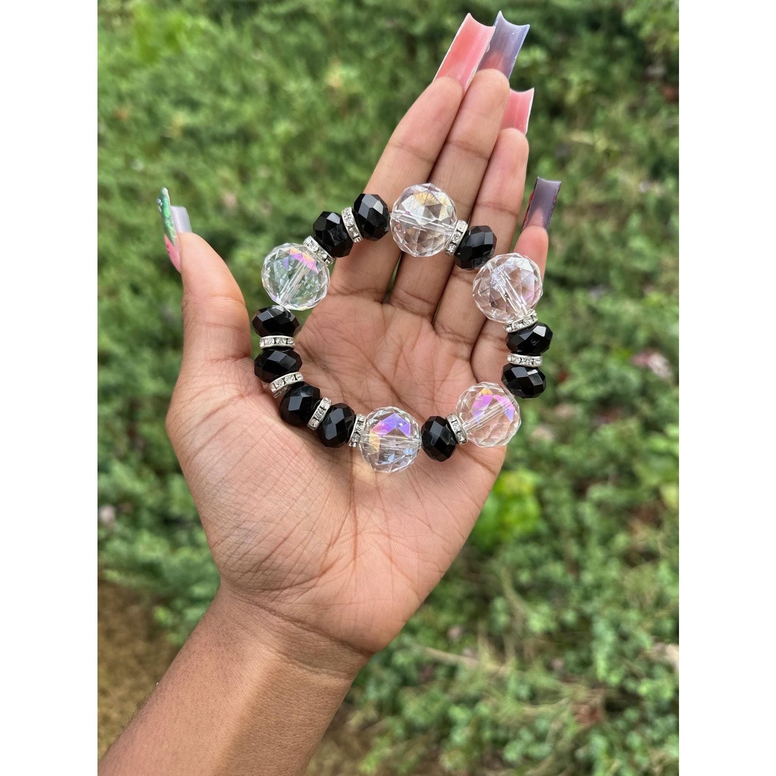 Nialaya Handmade monchrome clear tribal bracelets from Ghana Size ONE SIZE - 3 Thumbnail