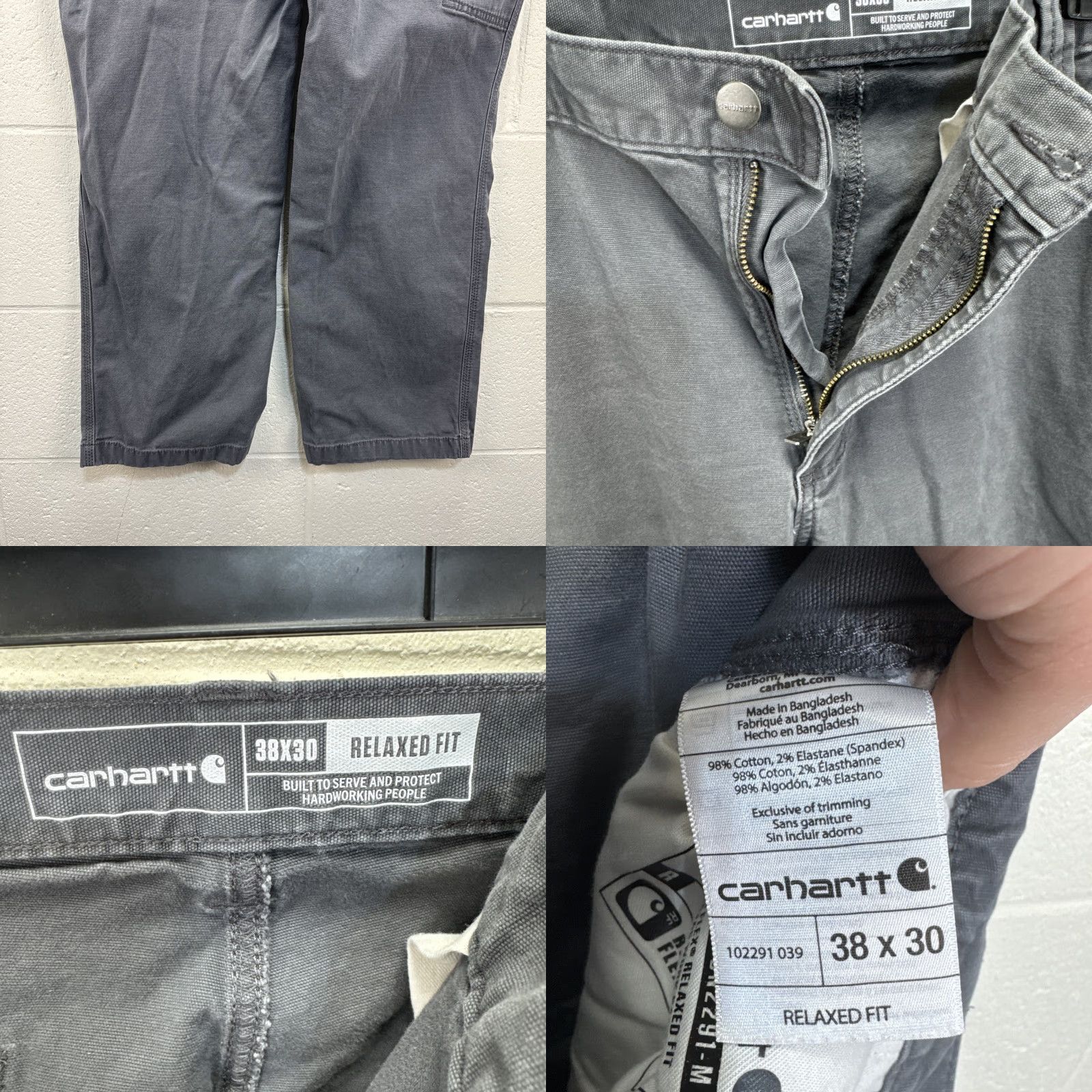 Carhartt VINTAGE? No — Carhartt Relaxed Fit Pants Men 38x30 Gray Canvas Work 102291-039 Workwear Farm Size US 38 / EU 54 - 9 Thumbnail