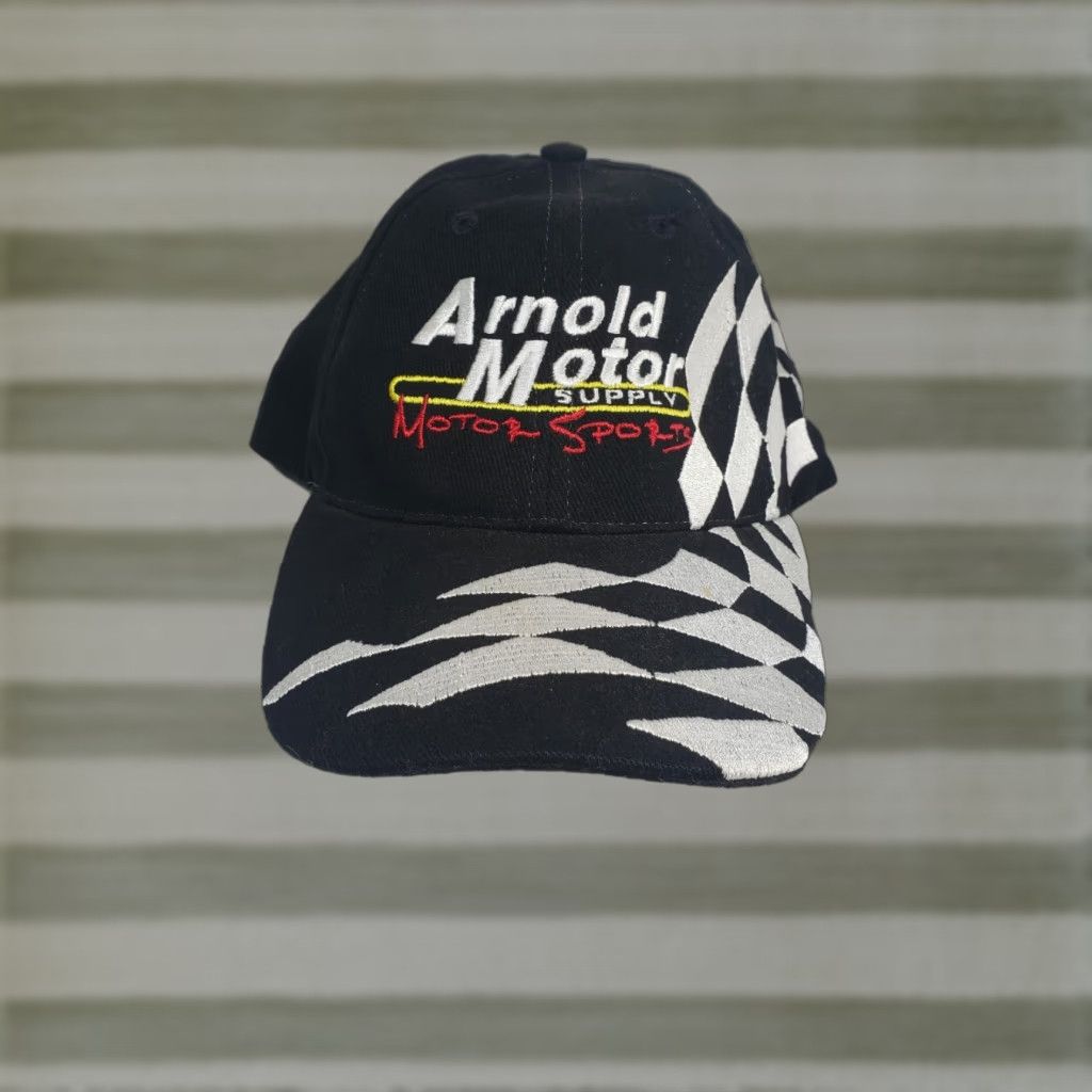 Vintage Arnold Motor Supply Hat Cap Black Checkered Adult Mens Strapback Racing Baseball Cap Adjustable Men Women Unbranded Unisex Hats Size ONE SIZE - 1 Thumbnail