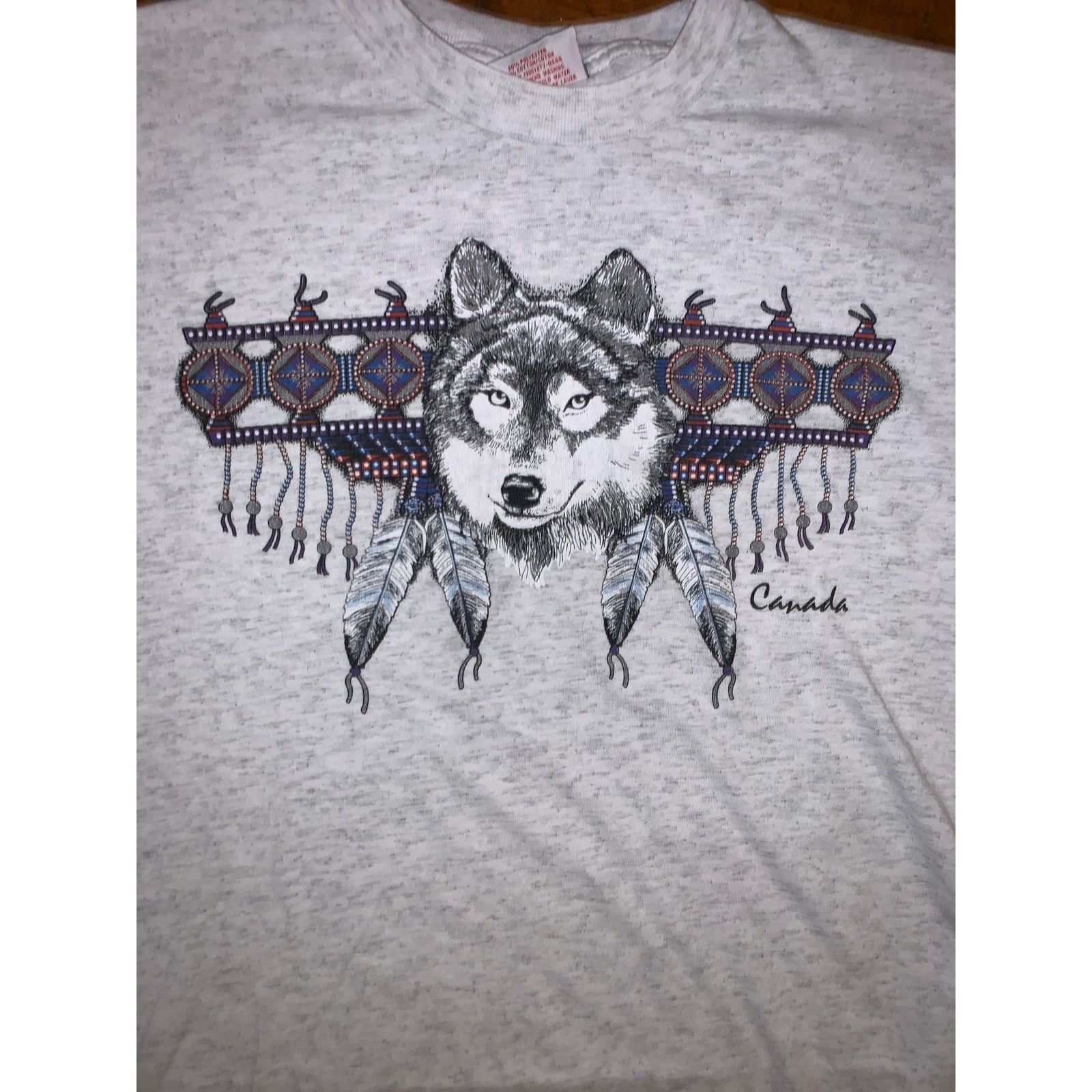 Other × Vintage Vtg 90s Wolf Dreamcatcher T Shirt Canada Made Nature Large Size US M / EU 48-50 / 2 - 2 Thumbnail