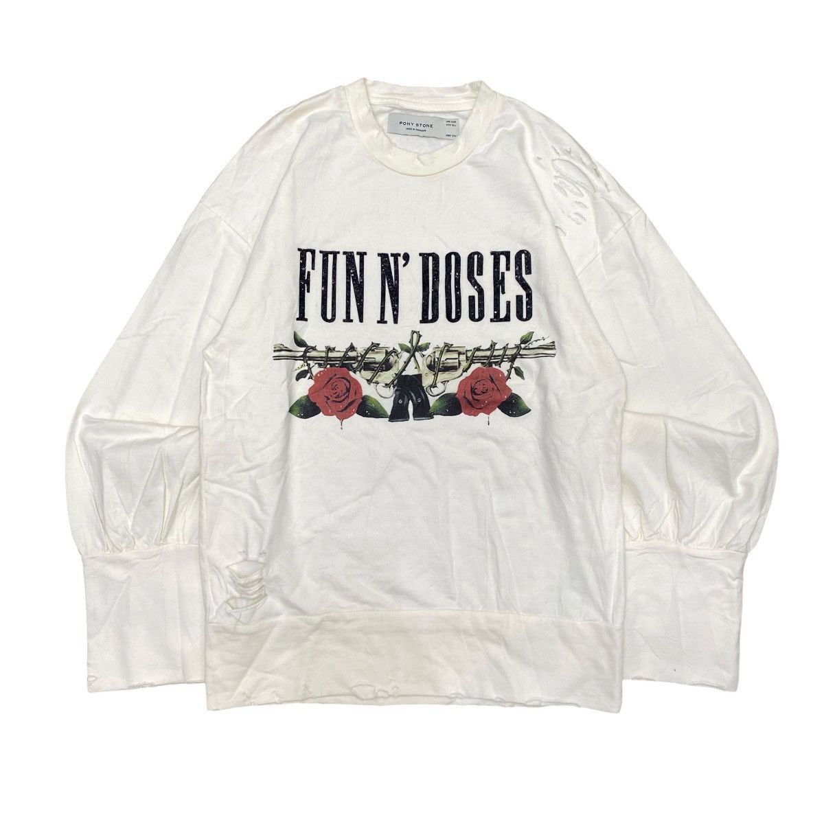 Japanese Brand PONY STONE FUN N’ DOSES ROSE GRAPHIC DISTRESSED OVERSIZED Size US M / EU 48-50 / 2 - 1 Thumbnail