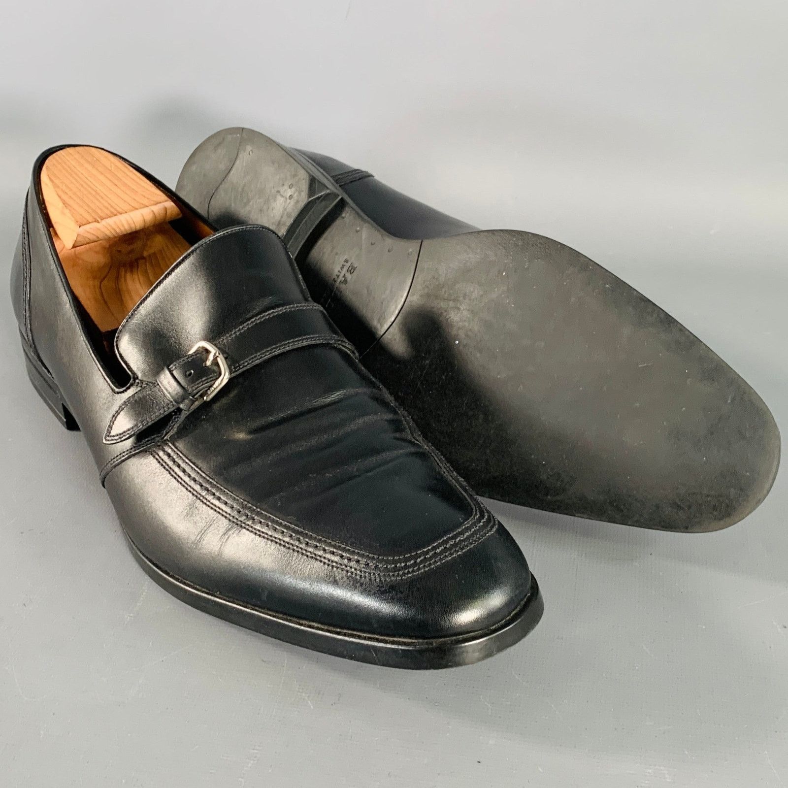 Bally BALLY Size 12 Lavoli Black Silver Leather Buckle Loafers Size US 12 / EU 45 - 5 Thumbnail