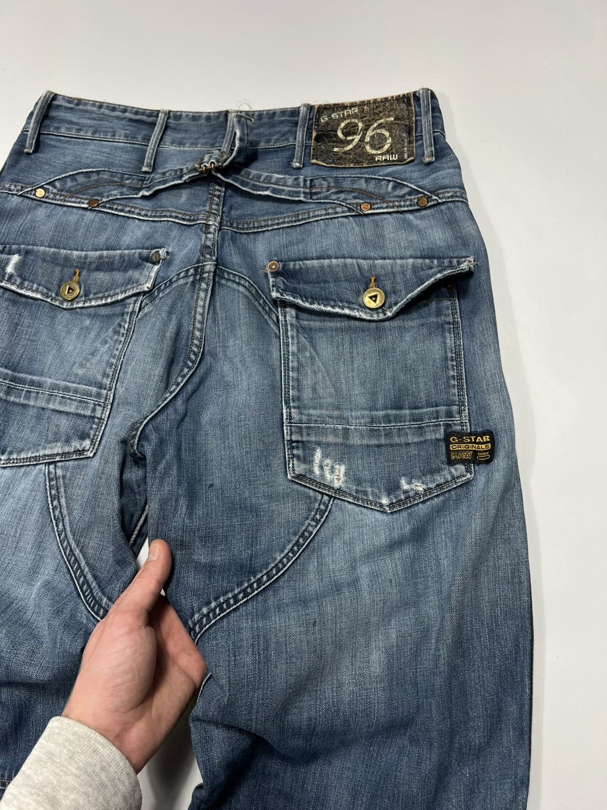 Vintage G-star Raw Distresses Baggy Double Knee Pants Jeans