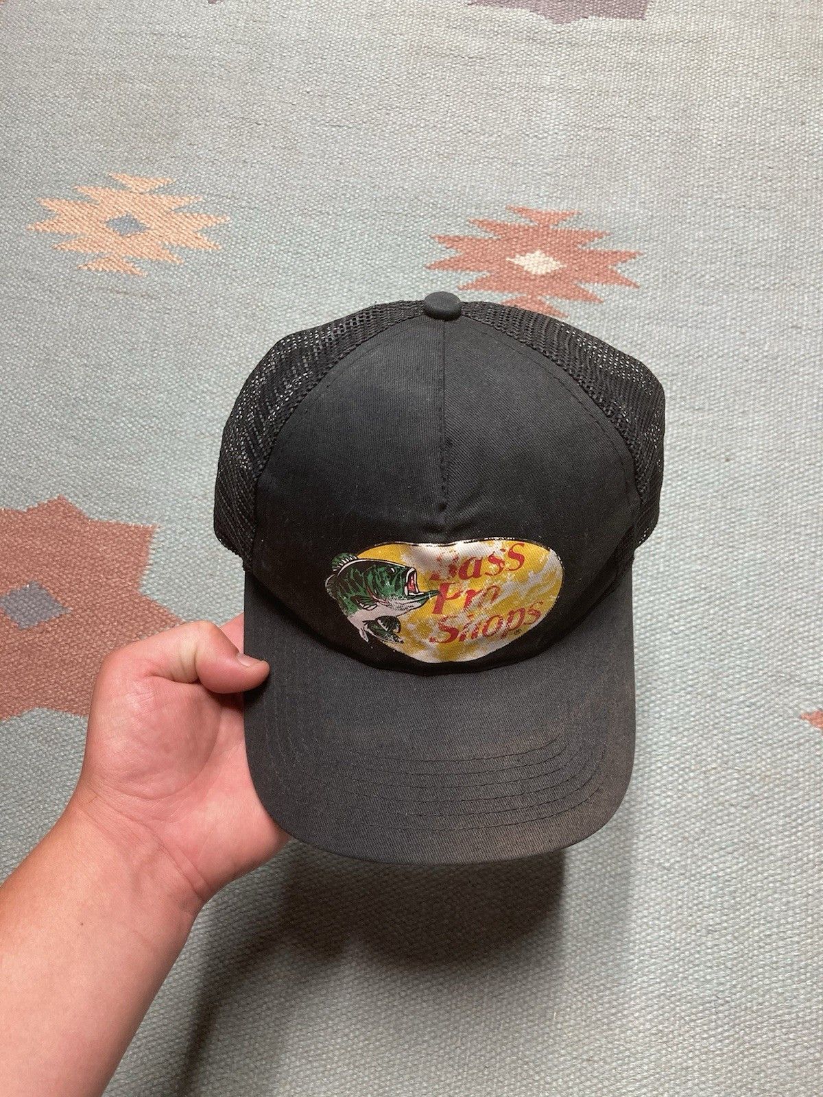 Vintage Vintage SnapBack hat bass pro shops faded graphic fish black Size ONE SIZE - 3 Thumbnail