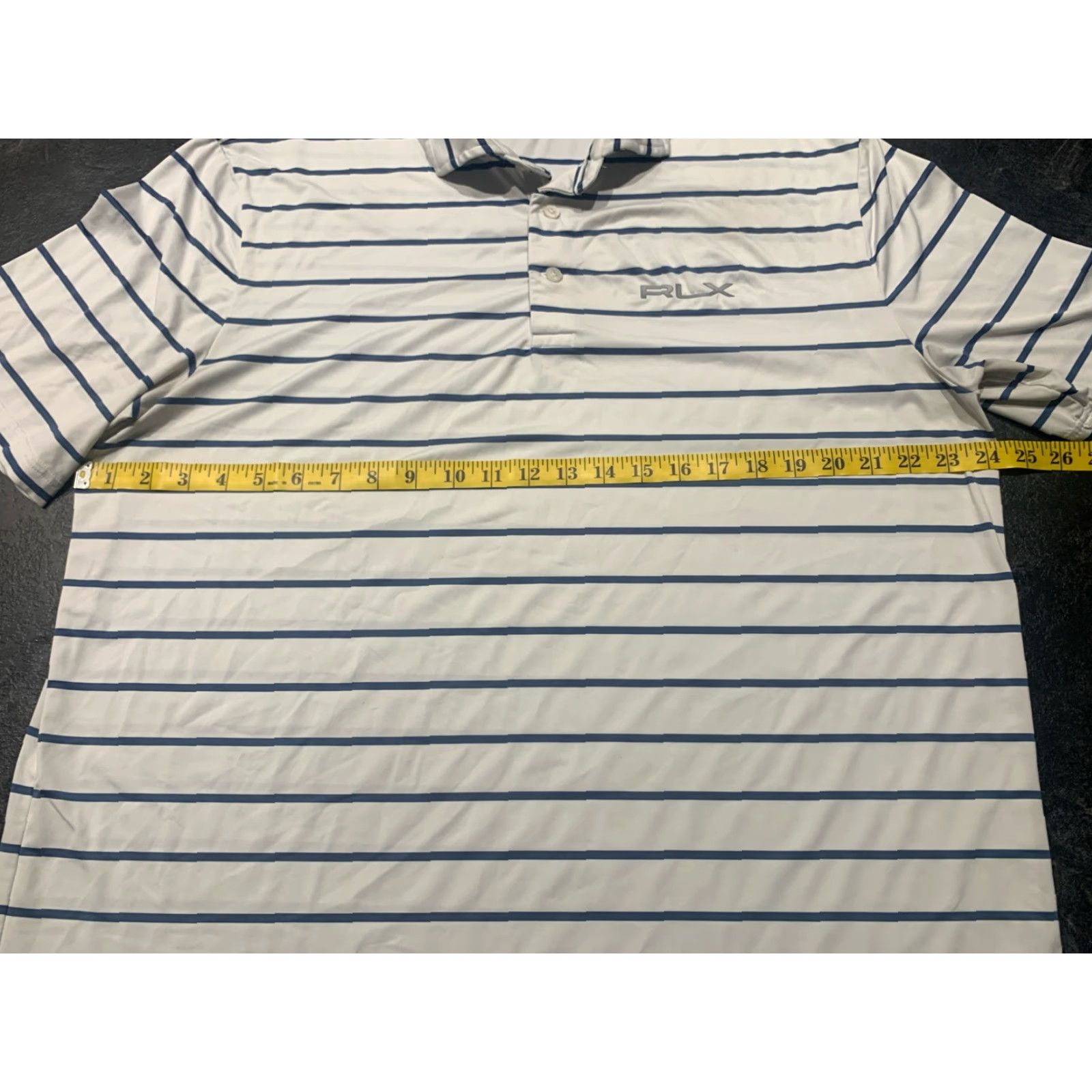 RLX Ralph Lauren VINTAGE RLX Ralph Lauren Polo Shirt Mens Large White Striped Golf Short Sleeve Poly Stretch Size US L / EU 52-54 / 3 - 6 Thumbnail