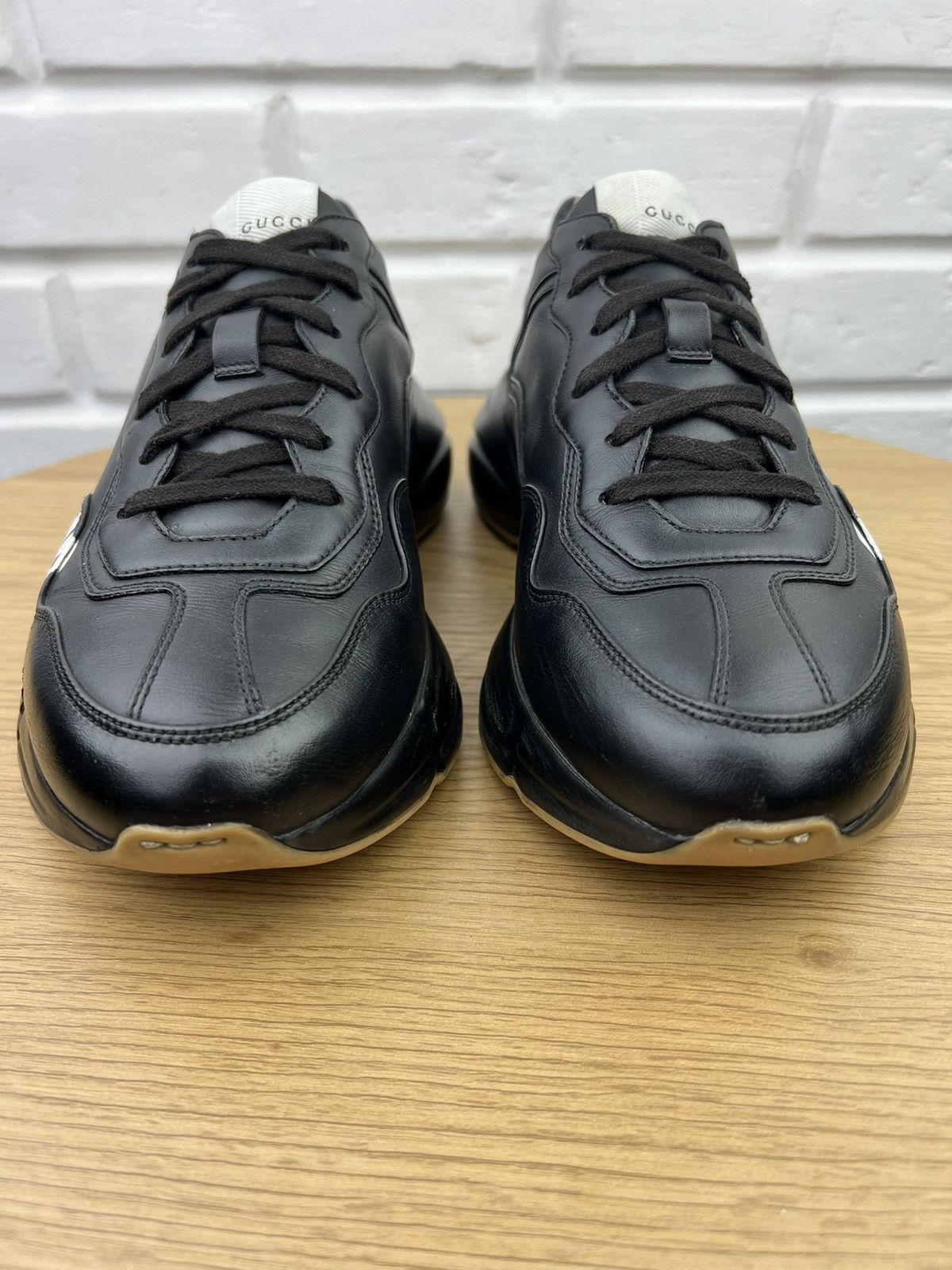Gucci GUCCI Sneakers Leather Shoes Rhyton "Gucci Band" Black Men’s Size US 8.5 / EU 41-42 - 5 Thumbnail