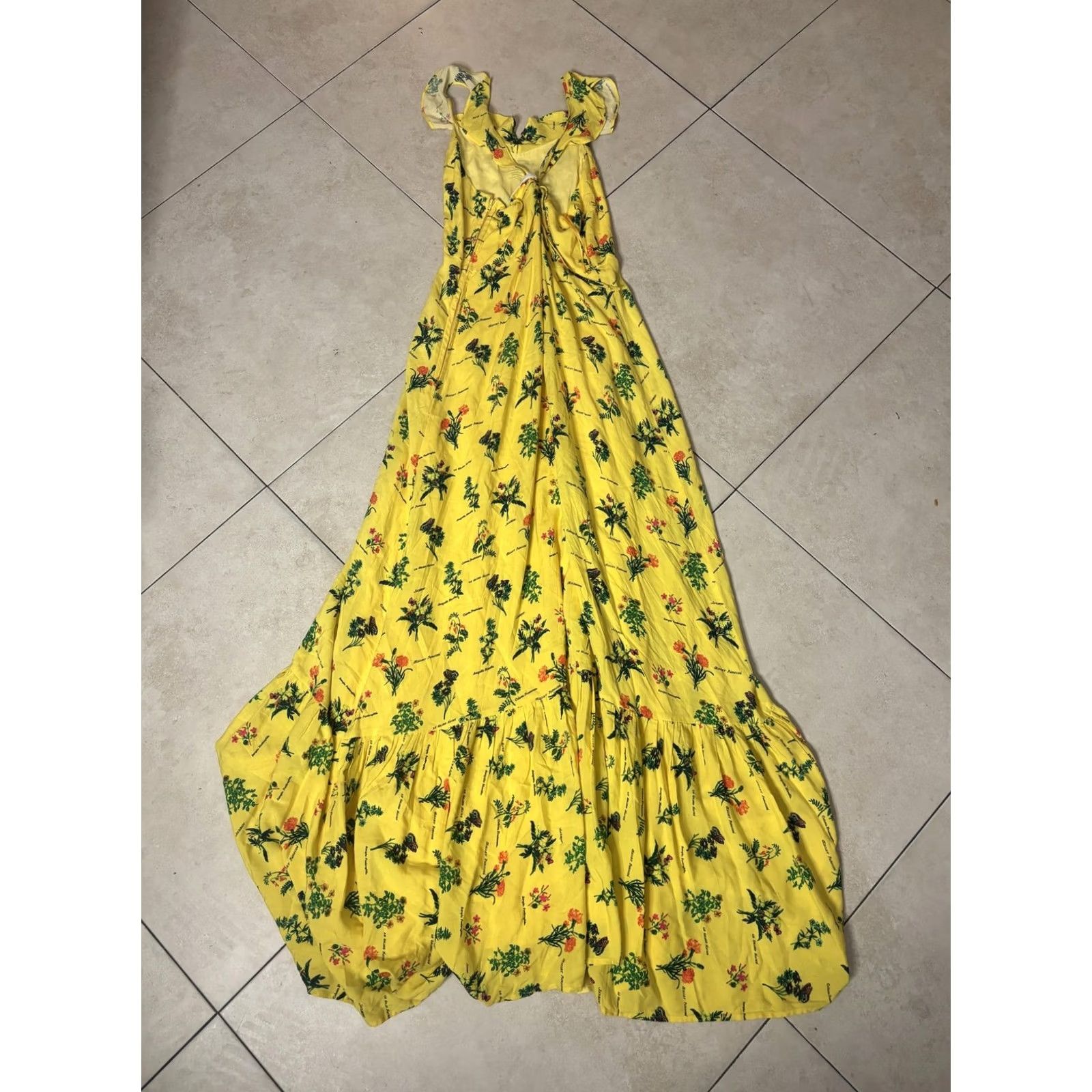 Vintage VINTAGE? (No) - ModCloth Dress Womens Medium Yellow Floral Botanical Maxi Sundress Summer Beach Size M / US 6-8 / IT 42-44 - 4 Thumbnail