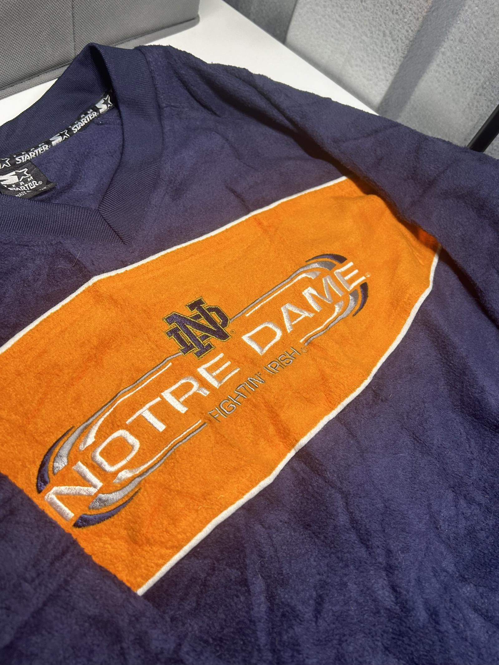 Designer Vintage Notre Dame Crewneck Sweatshirt - Navy & Orange Size US XL / EU 56 / 4 - 5 Thumbnail