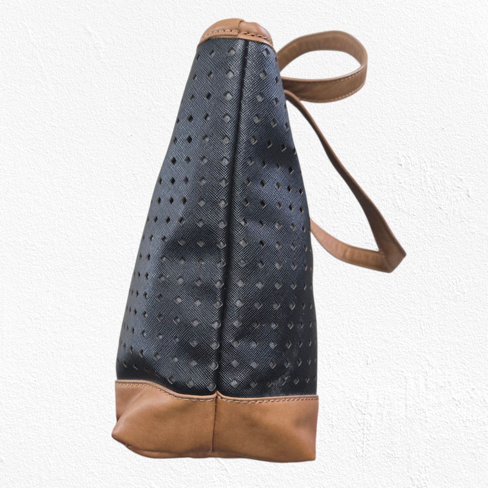 Marc Fisher Marc Fisher Perforated Tote Bag Black Tan Large Size ONE SIZE - 12 Thumbnail