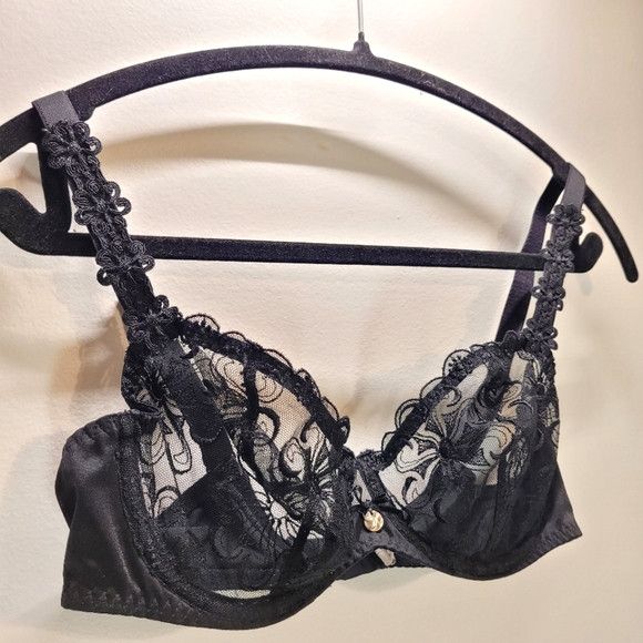 Other Simone Perele Black Floral Lace Sheer Underwired Bra 32d Size ONE SIZE - 2 Thumbnail