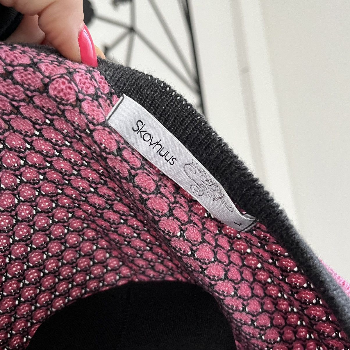 Vintage Pink and black knitted cardigan sweater handmade Size M / US 6-8 / IT 42-44 - 7 Thumbnail