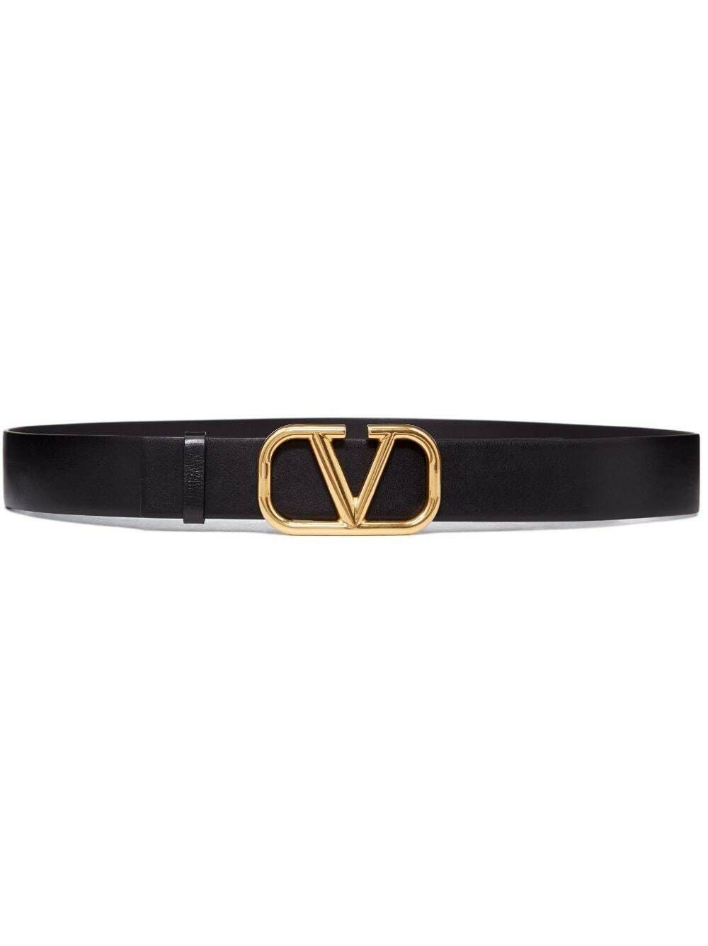 Valentino o1y0525 Size : 115/44 / Logo Leather Belt in Black Size 44 - 1 Thumbnail
