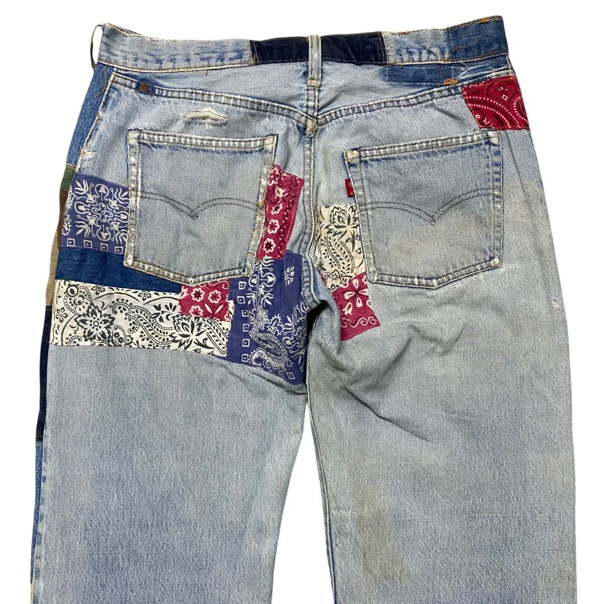 Levi's Vintage Levis 501 Redline Denim Patchwork Jeans Size US 33 - 12 Thumbnail