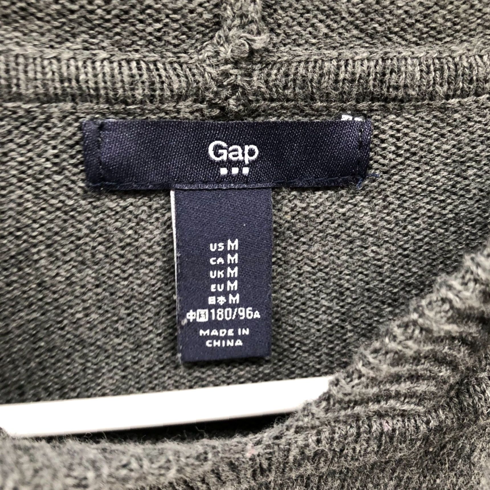 Gap Gap Pullover Hoodie Sweater Mens M Gray Striped Cotton Knit Size US M / EU 48-50 / 2 - 5 Thumbnail