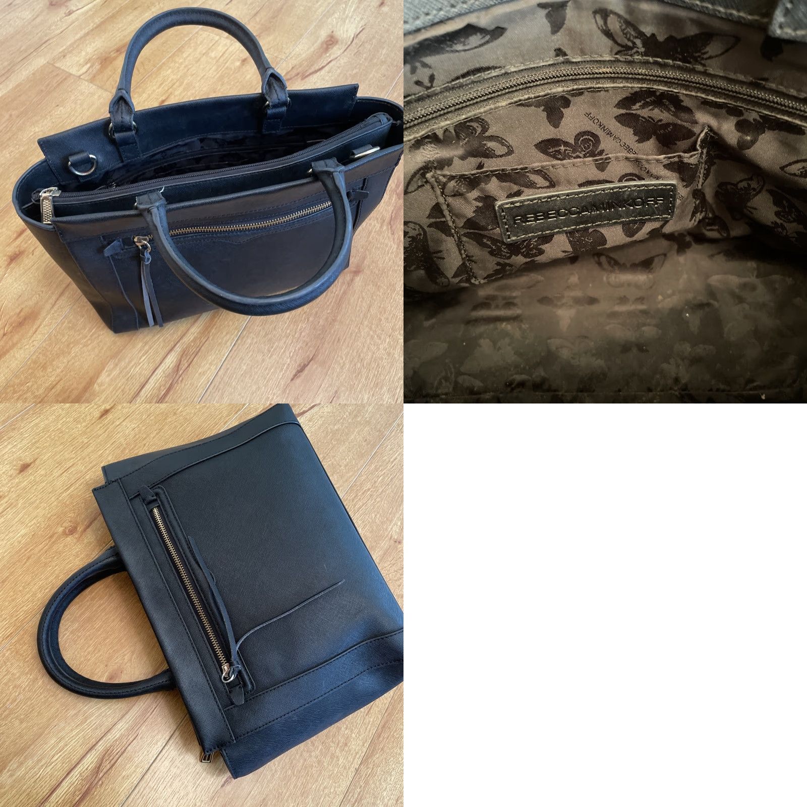 Rebecca Minkoff Rebecca Minkoff Mab Medium Leather Tote Bag Black Crossbody Crossgrain Leather Tote Bag Womens MAB Black Hardware Gold 2000s? Size ONE SIZE - 9 Thumbnail