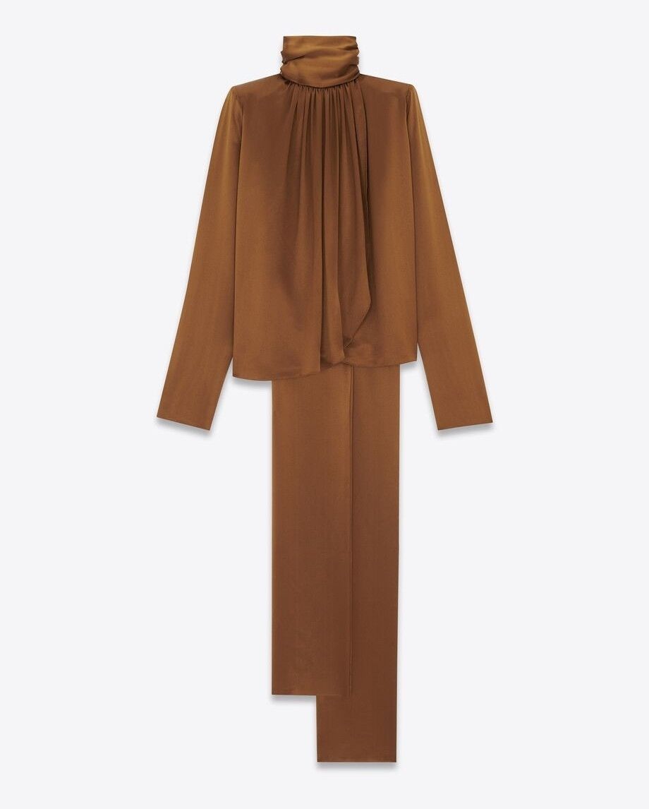 Saint Laurent Paris o1tp1o0125 Blouses in Brown Size XXS / US 00 / IT 34 - 1 Thumbnail