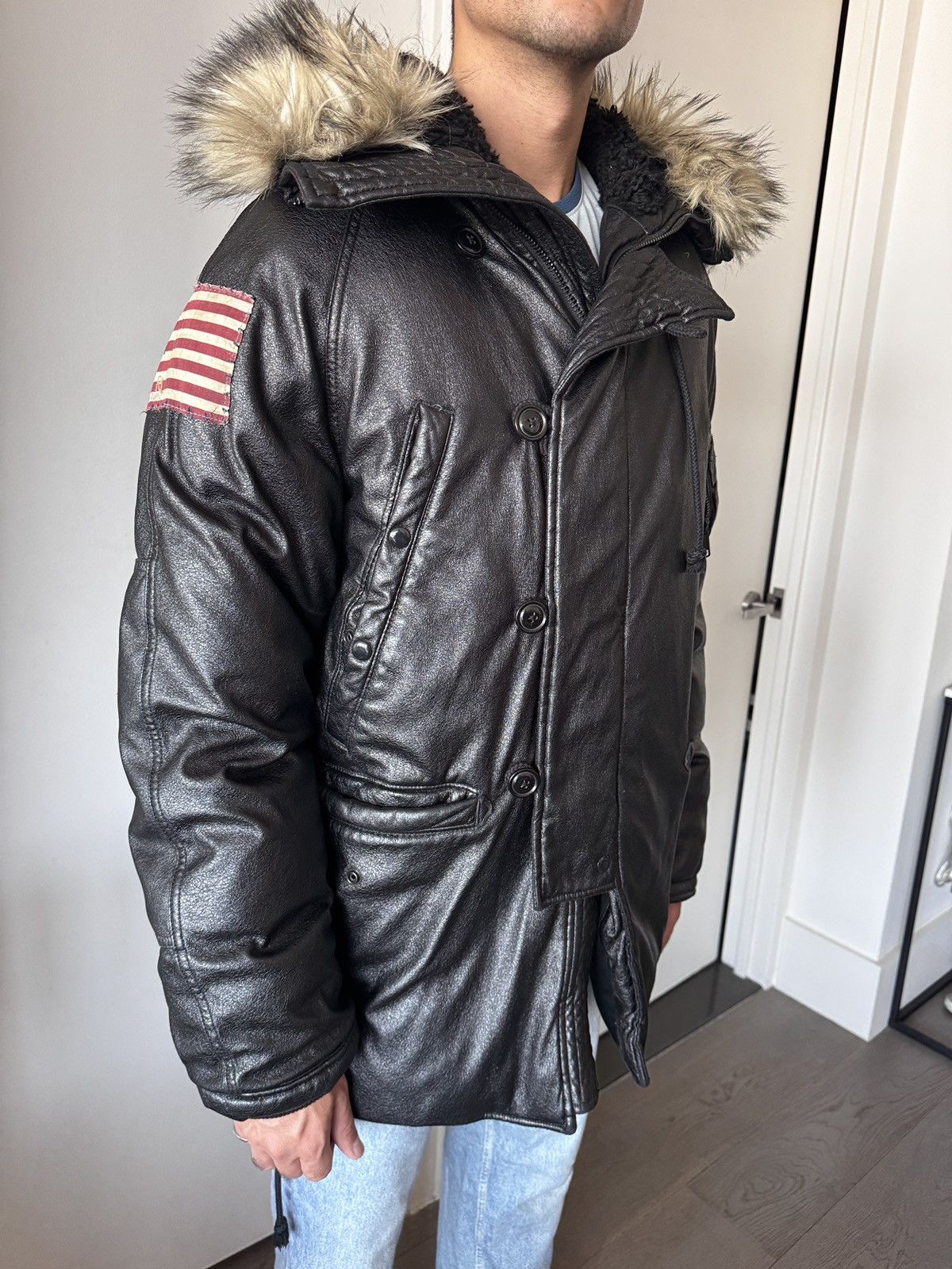 Ralph Lauren Denim & Supply Men’s Faux Leather Parka Jacket