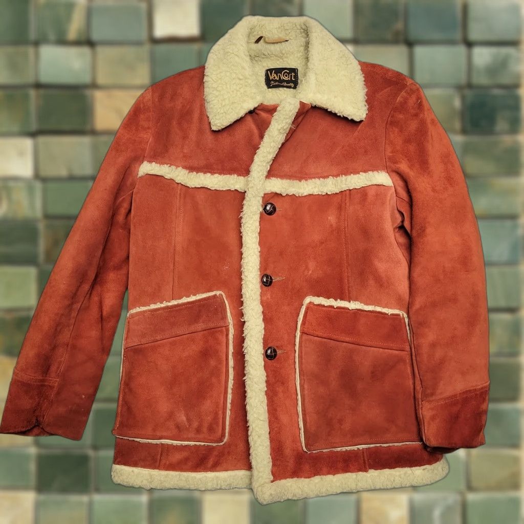 Vintage VINTAGE VTG Suede leather Jacket Mens 40 Rust Orange Western Rancher Cowboy Vancourt 70s Size US XXS / EU 40 - 1 Thumbnail