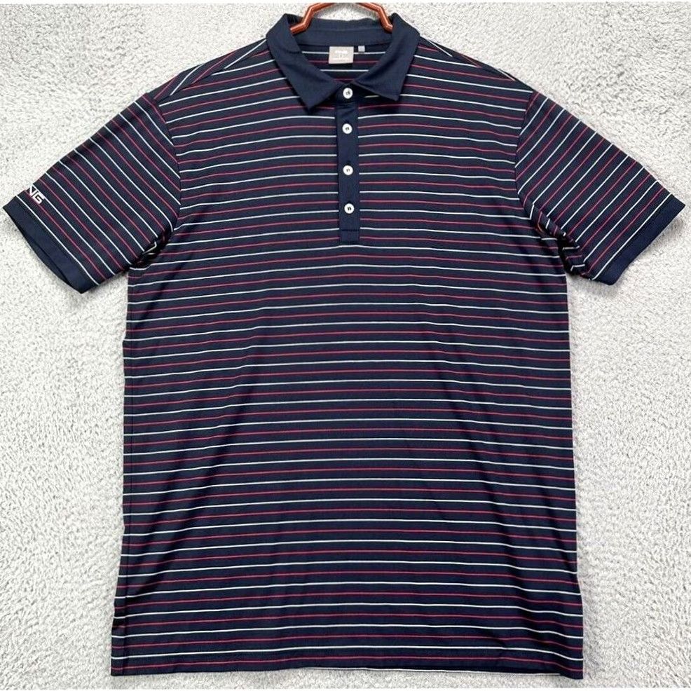 Vintage VINTAGE Ping Sensorcool Golf Polo Shirt Mens Large Blue Striped Short Sleeve Rugby Size US L / EU 52-54 / 3 - 2 Thumbnail