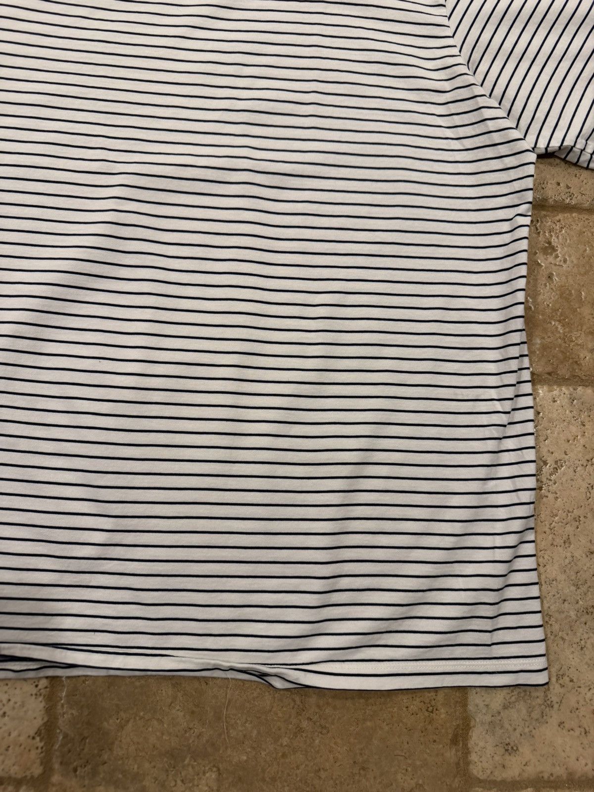Prada Prada Striped Navy White Cotton Triangle Logo T-Shirt Size US XXL / EU 58 / 5 - 12 Thumbnail