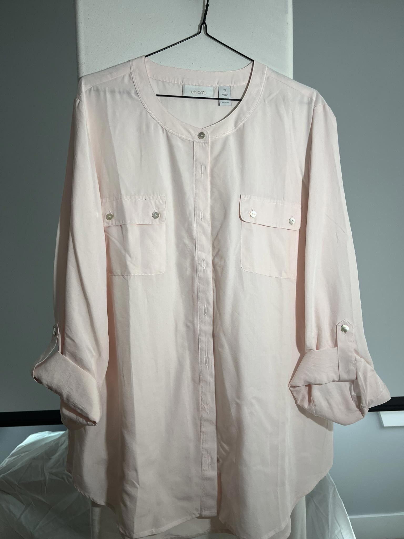 Chicos Chico's Soft Pink Button-Up Blouse - Size 2 Size XS / US 0-2 / IT 36-38 - 1 Thumbnail
