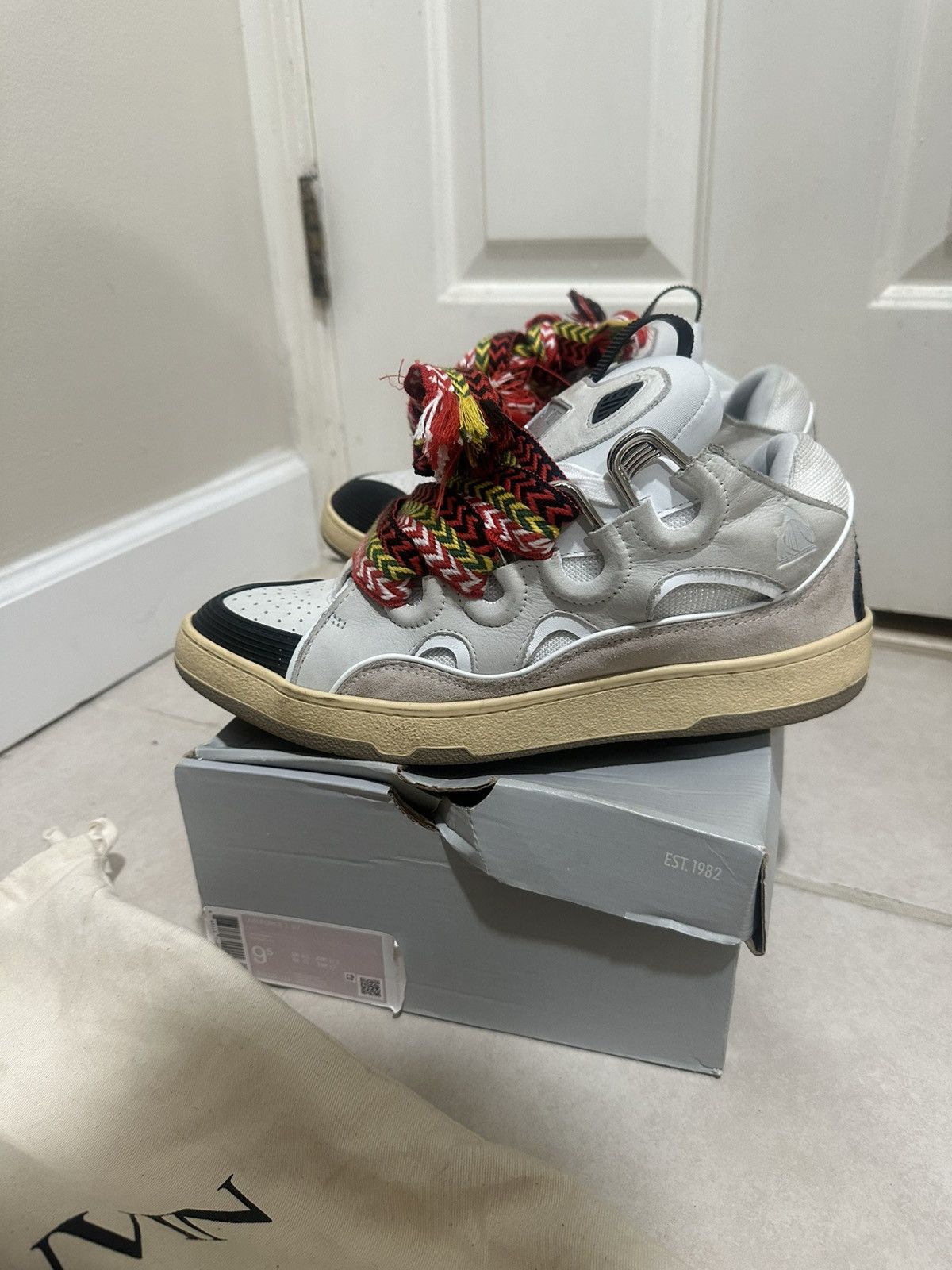 Lanvin Lanvin White Leather Curb Sneakers Size US 10 / EU 43 - 4 Thumbnail