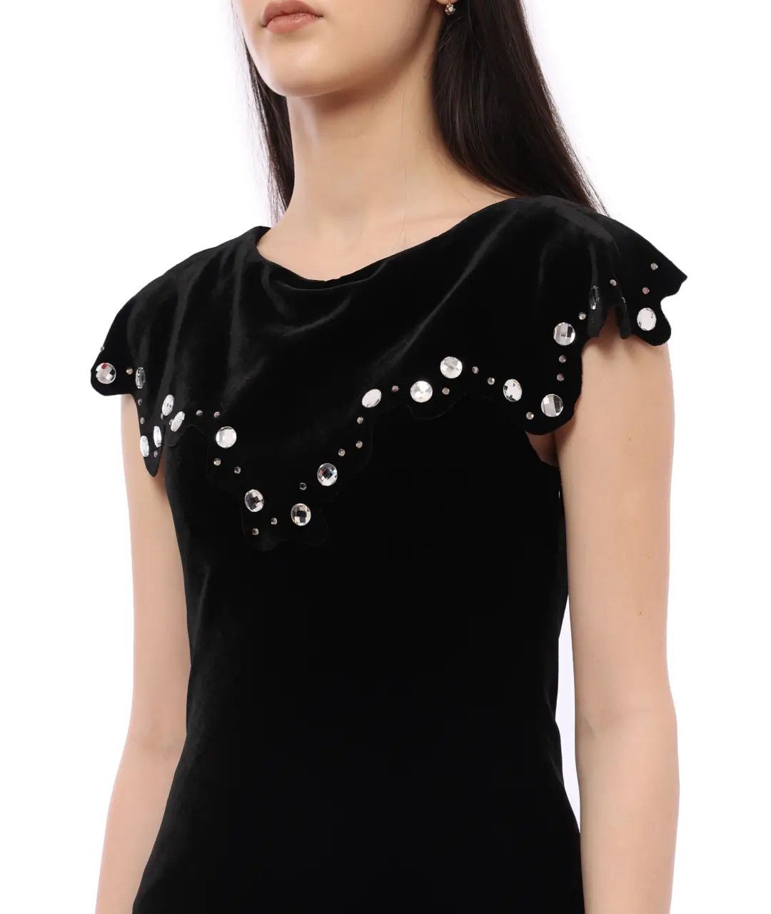 Armani Luxury Emporio Armani Elite Black Velvet Dress Crystal Size S / US 4 / IT 40 - 4 Thumbnail