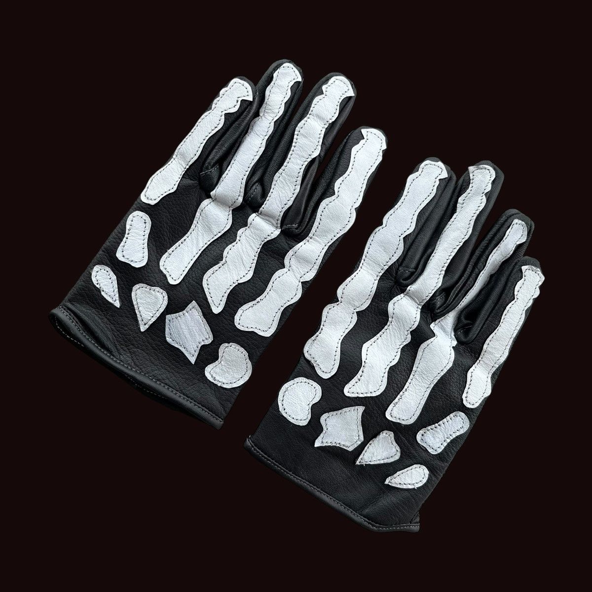 Hysteric Glamour 📢SENDOFFER📢Skeleton Skull Leather Gloves Size ONE SIZE - 3 Thumbnail