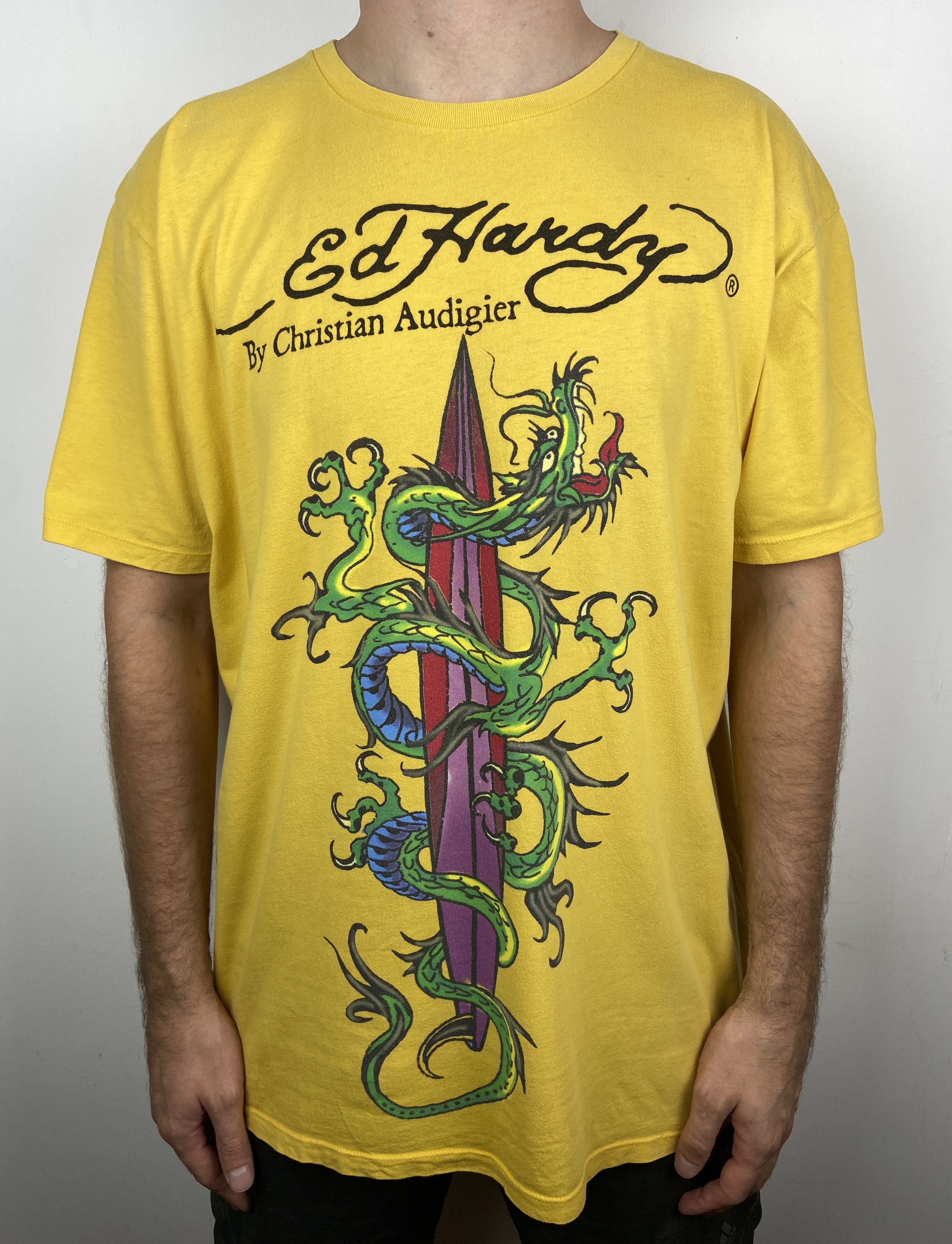 Ed Hardy Y2k Vintage Ed Hardy Dragon Surf Graphic T Shirt Tee Size US XL / EU 56 / 4 - 2 Thumbnail
