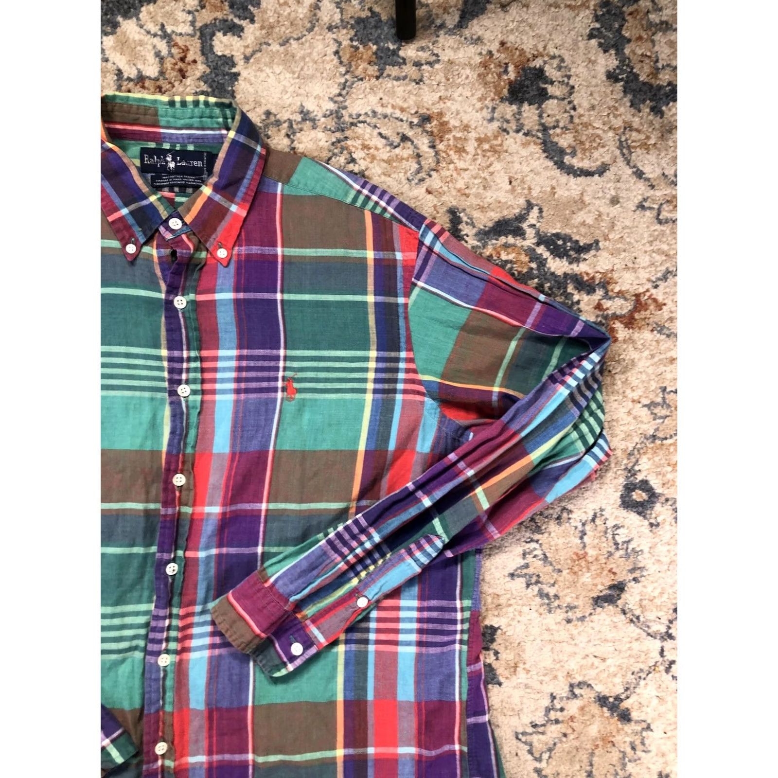 Ralph Lauren Ralph Lauren Shirt Mens Large Multicolor Madras Plaid Long Sleeve Button Down Size US L / EU 52-54 / 3 - 4 Thumbnail