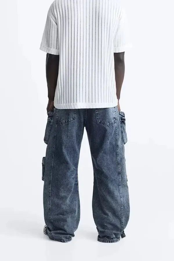 Japanese Brand Versatile Zipper Pocket Decorated Loose Jeans Size US 32 / EU 48 - 3 Thumbnail