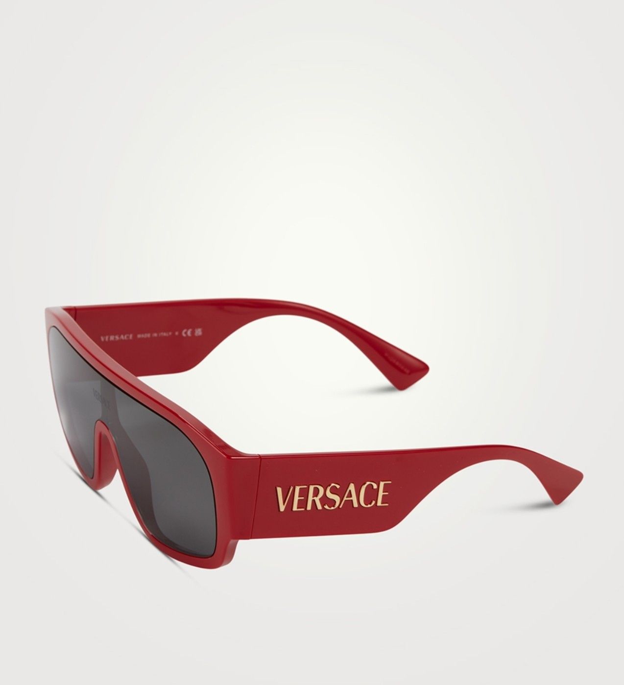 image of Versace Logo Aviator Sunglasses - Unisex in Red/Grey, Women's
